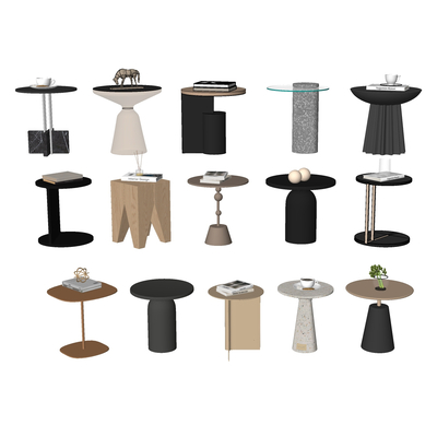  现代边几 角几su模型 