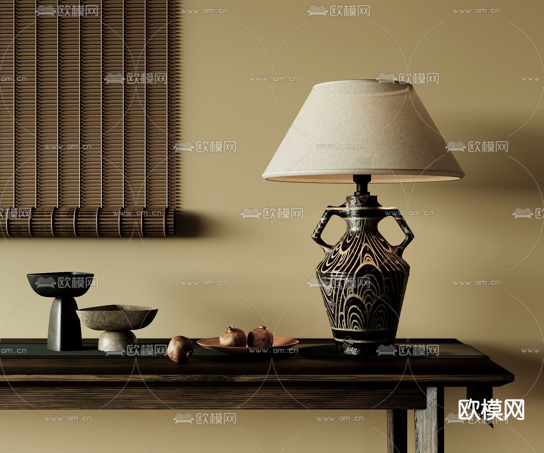 中古台灯su模型下载（渲染图1）