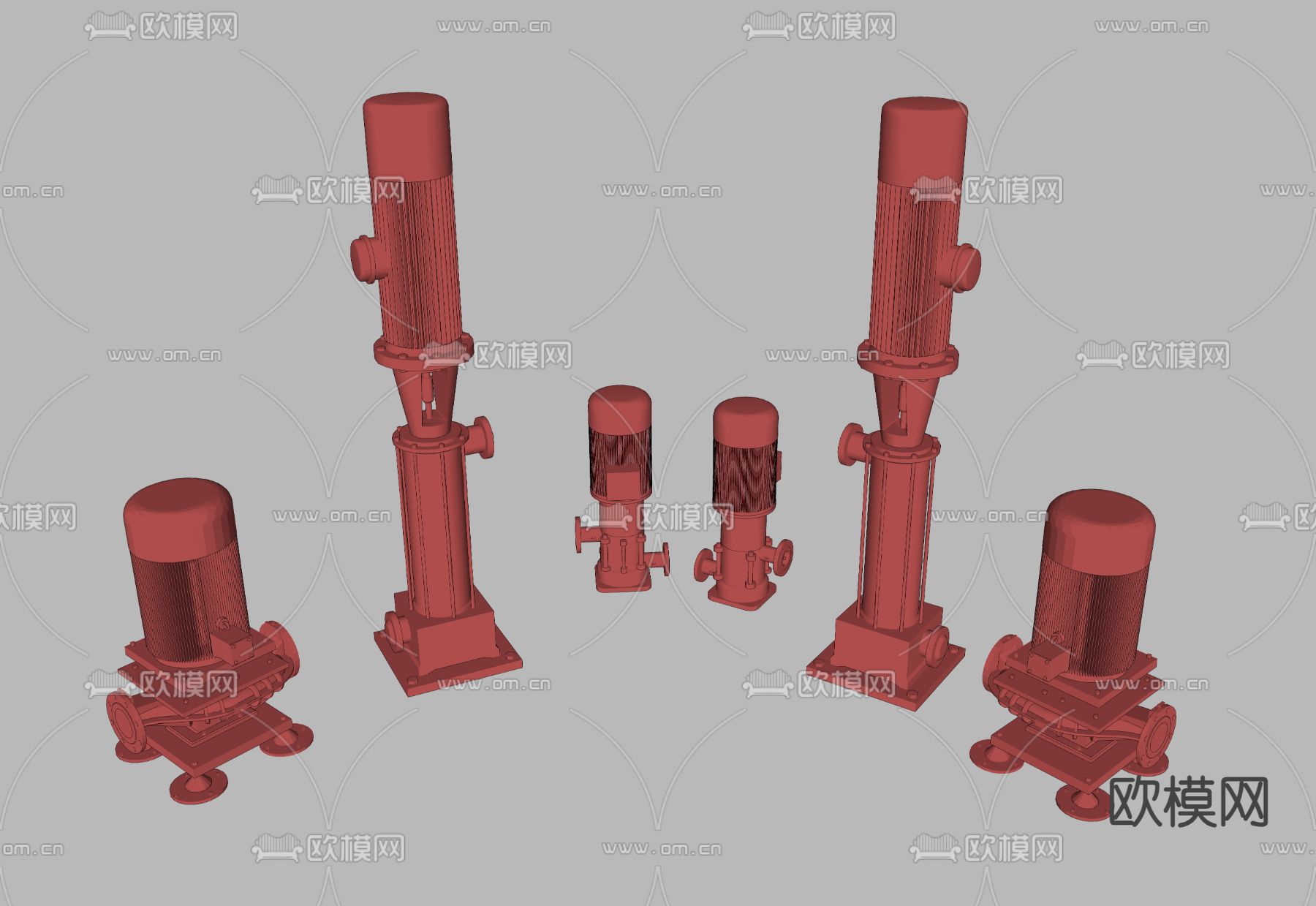工业风供水泵su模型下载（渲染图2）