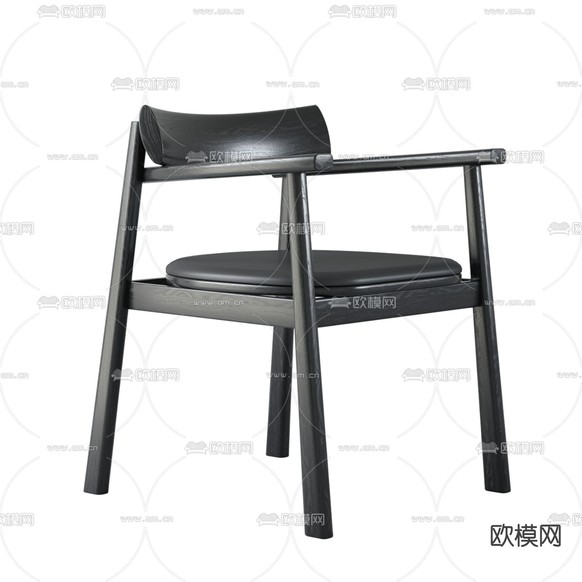 红色椅子 餐椅 扶手椅3d模型下载(渲染图3)