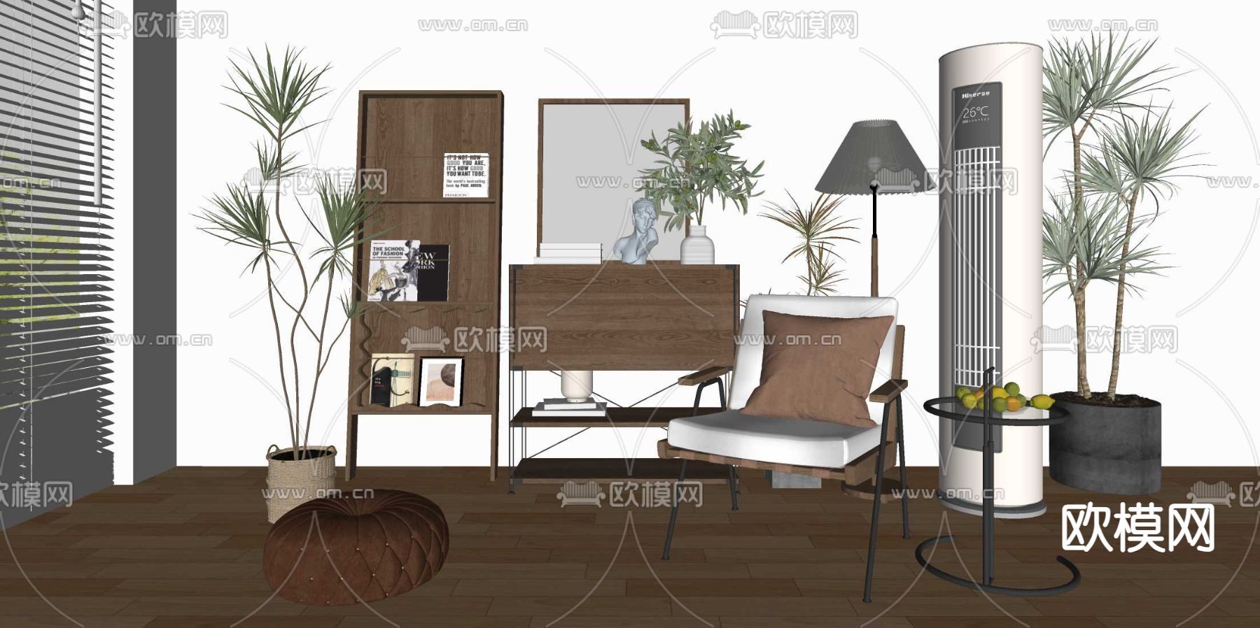 北欧装饰柜 置物柜su模型下载（渲染图2）