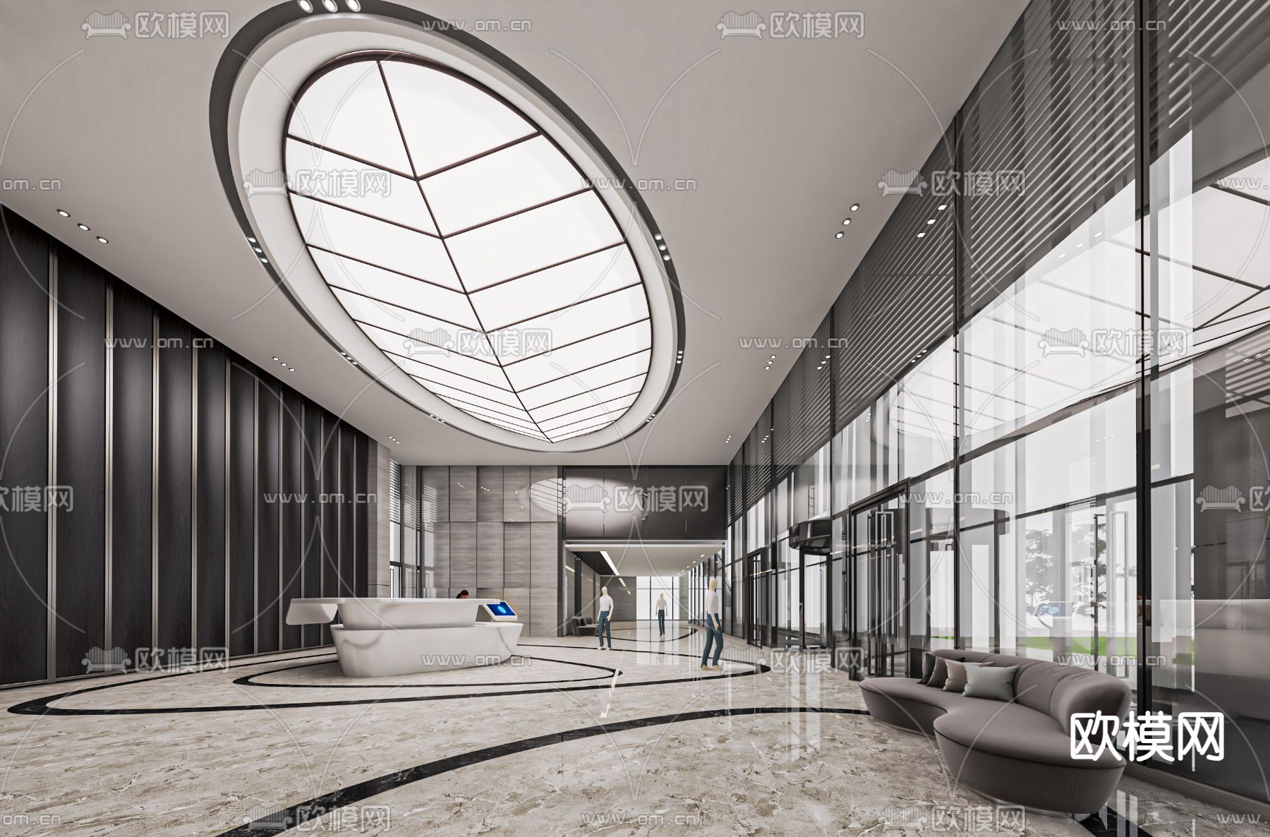 写字楼大堂 办公楼大堂3d模型下载