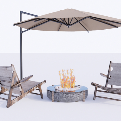  侘寂户外椅 休闲椅su模型 