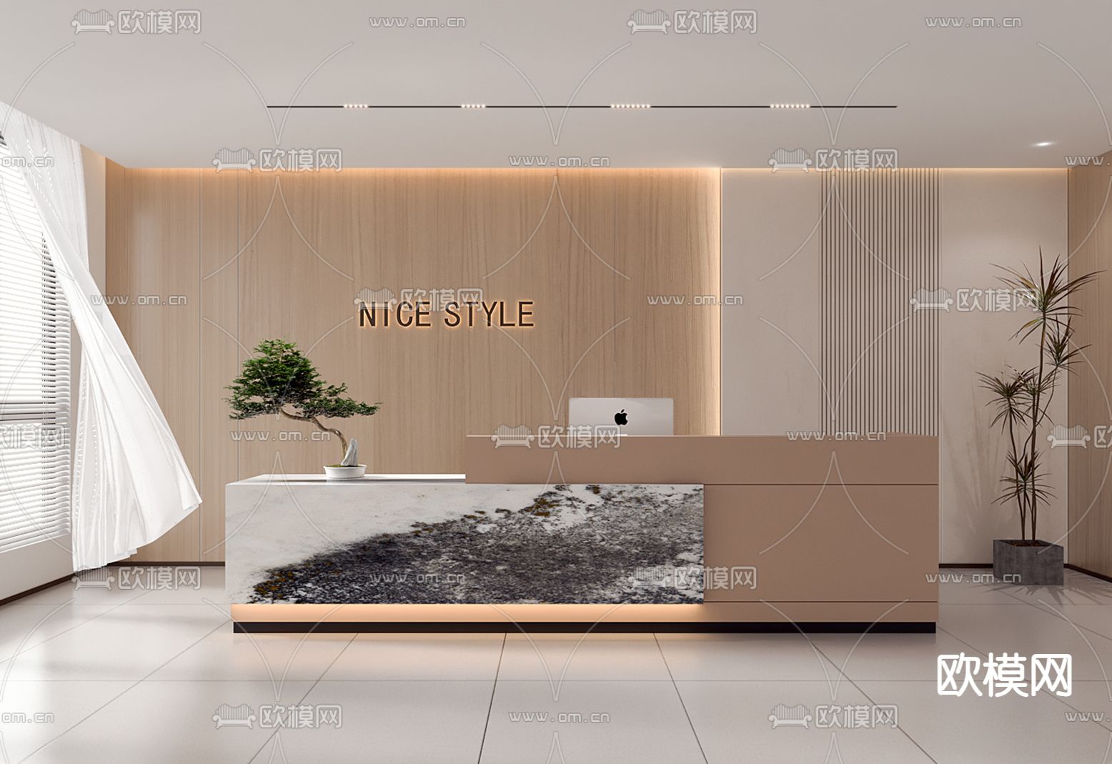 接待台  服务台su模型下载（渲染图1）