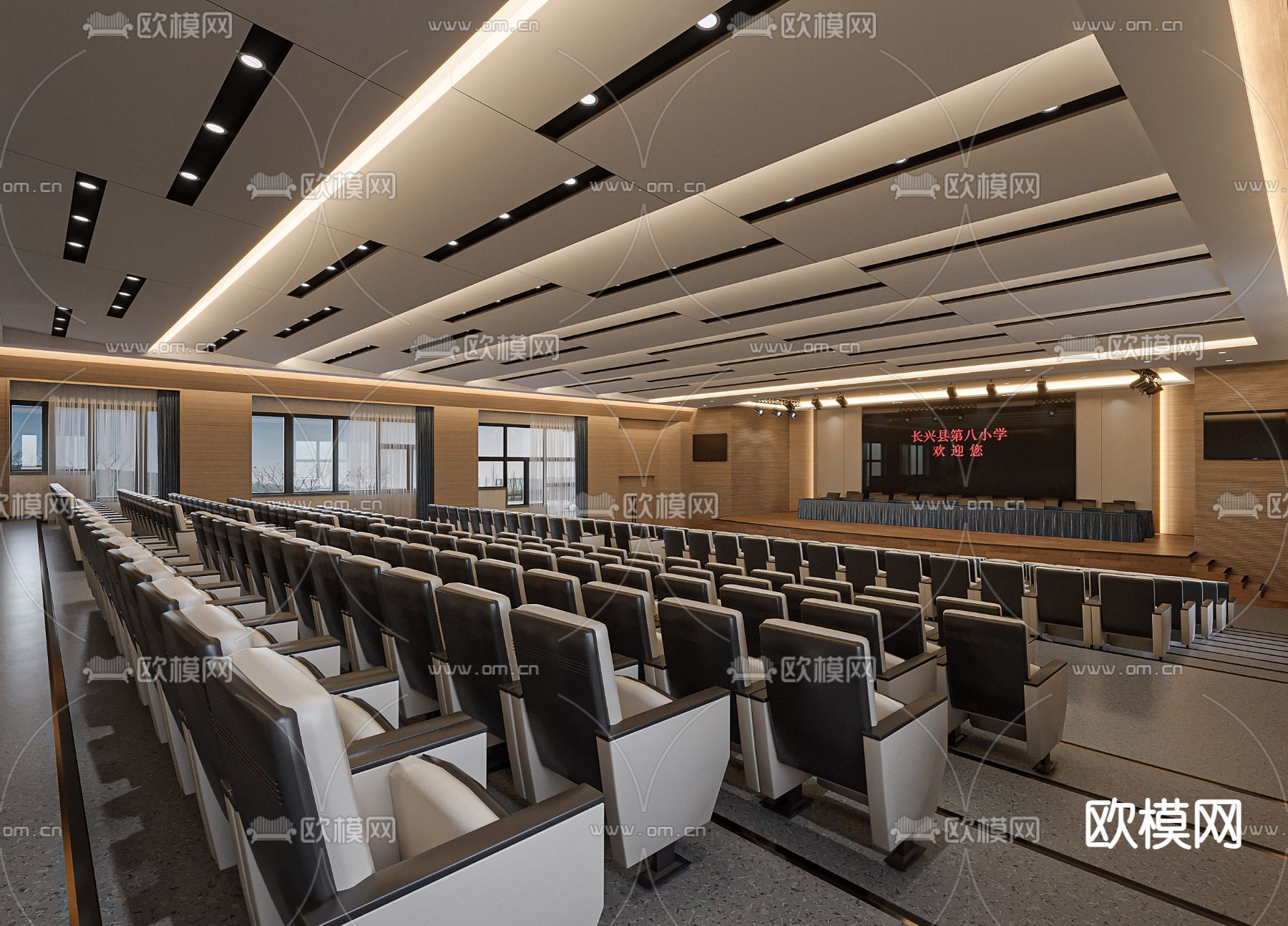 大会议室 报告厅 培训室3d模型下载