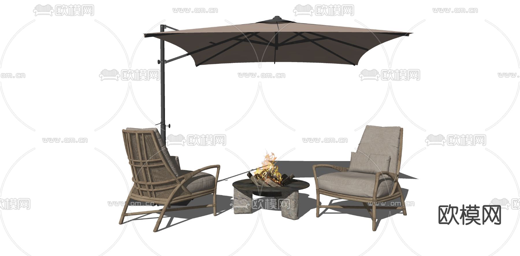 竹编户外椅 休闲椅su模型下载（渲染图2）