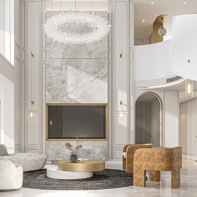  别墅客厅su模型 