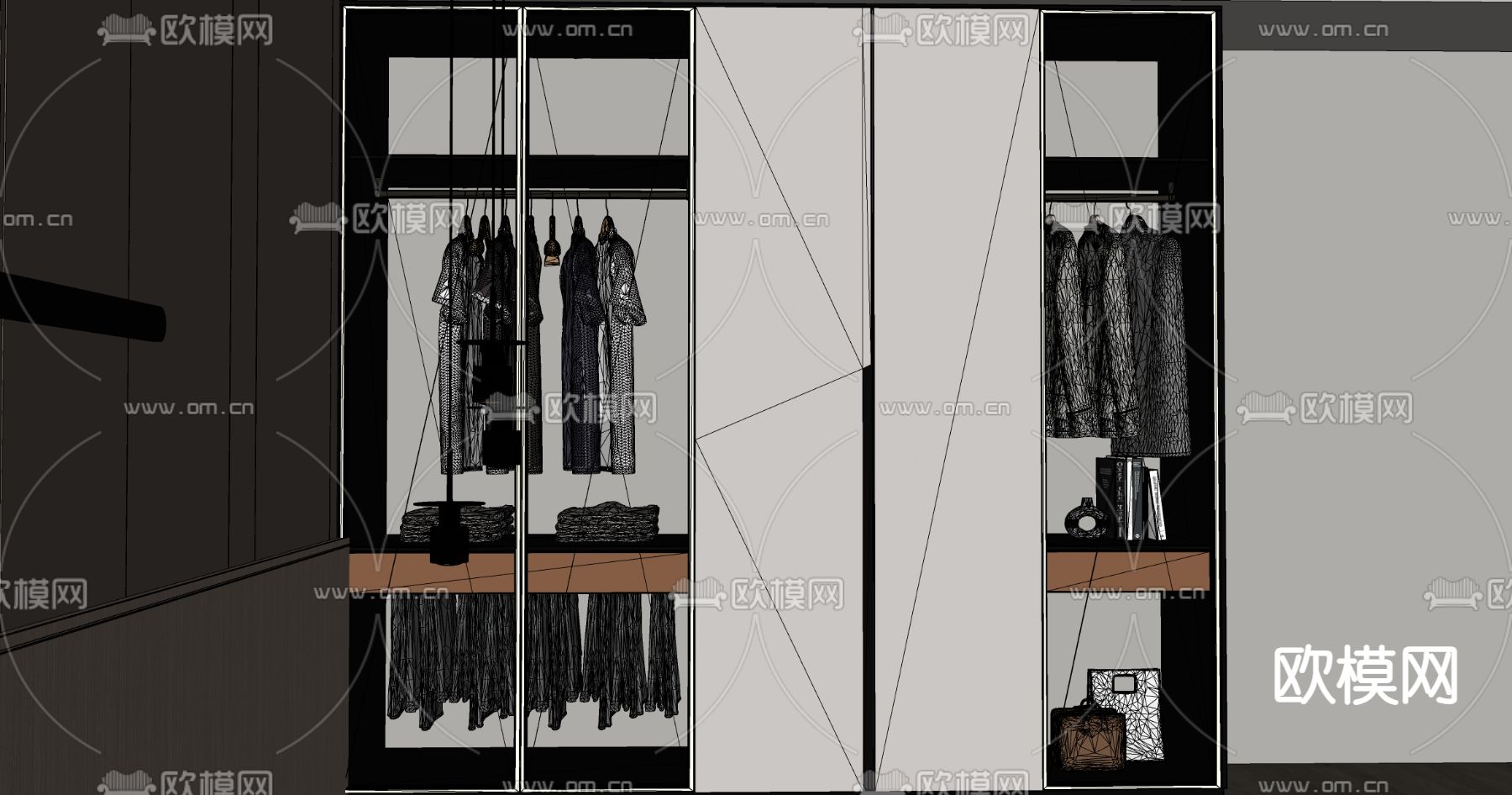 现代衣柜su模型下载（渲染图2）