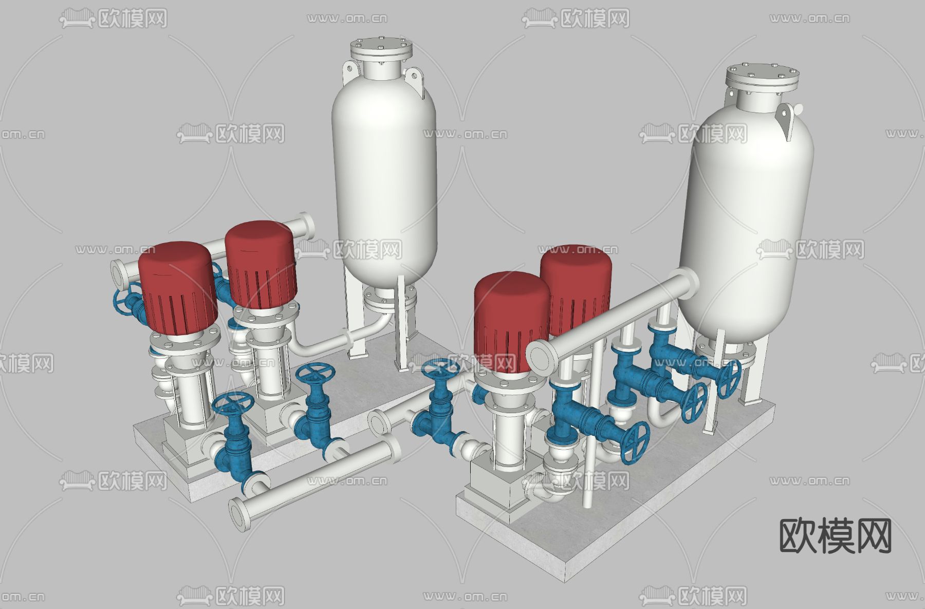 工业风供水泵su模型下载（渲染图2）
