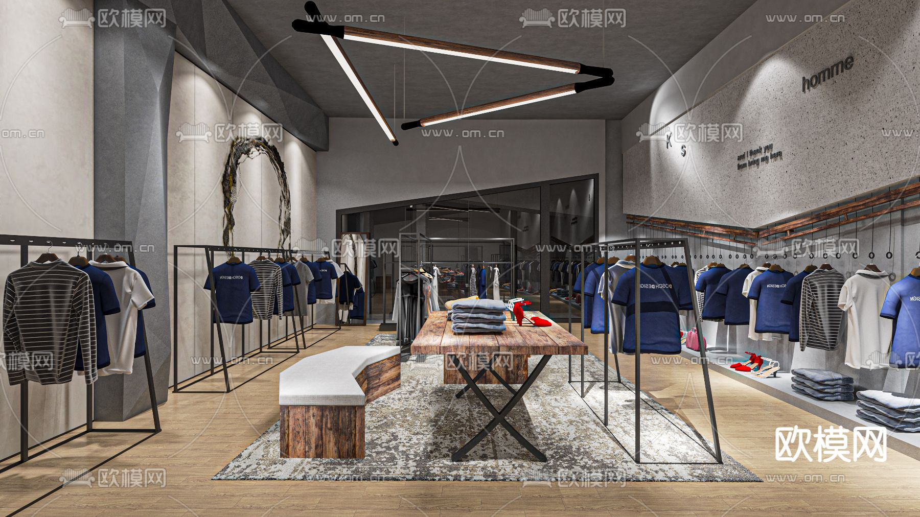 侘寂男装店 服装店3d模型下载