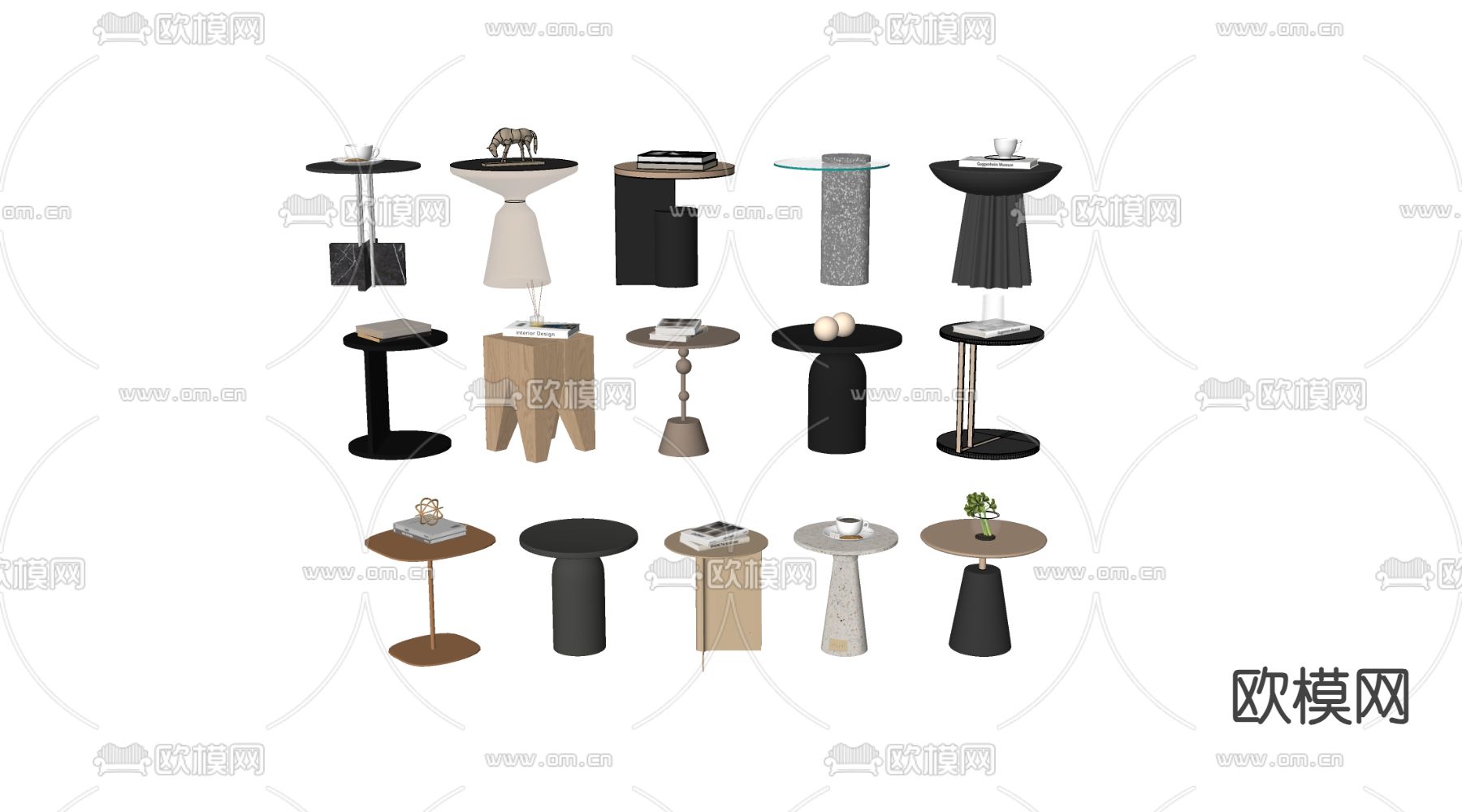 现代边几 角几su模型下载