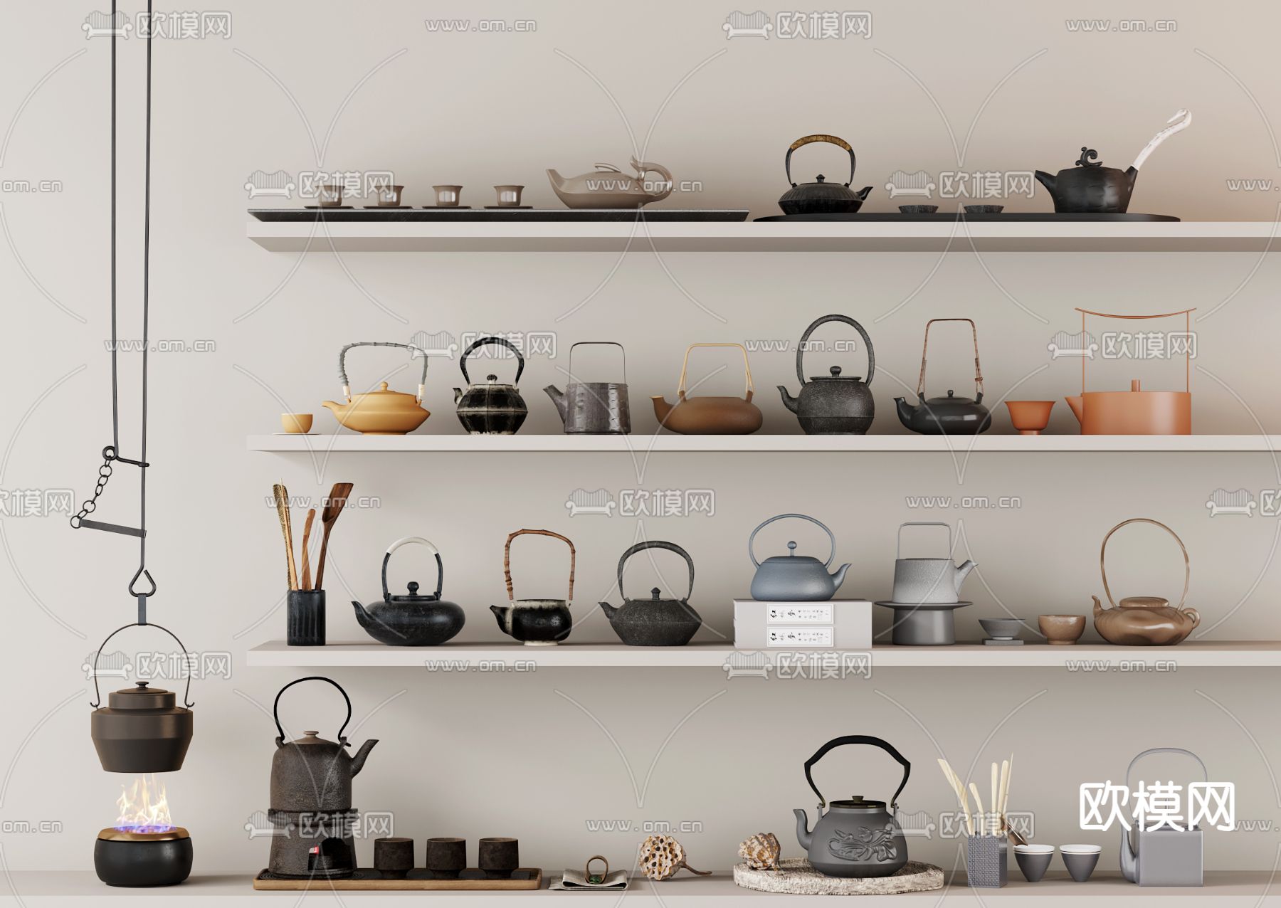 茶具 茶壶 茶杯su模型下载（渲染图1）