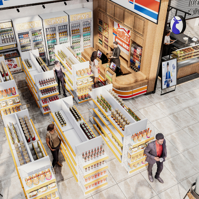  现代便利店 超市su模型 