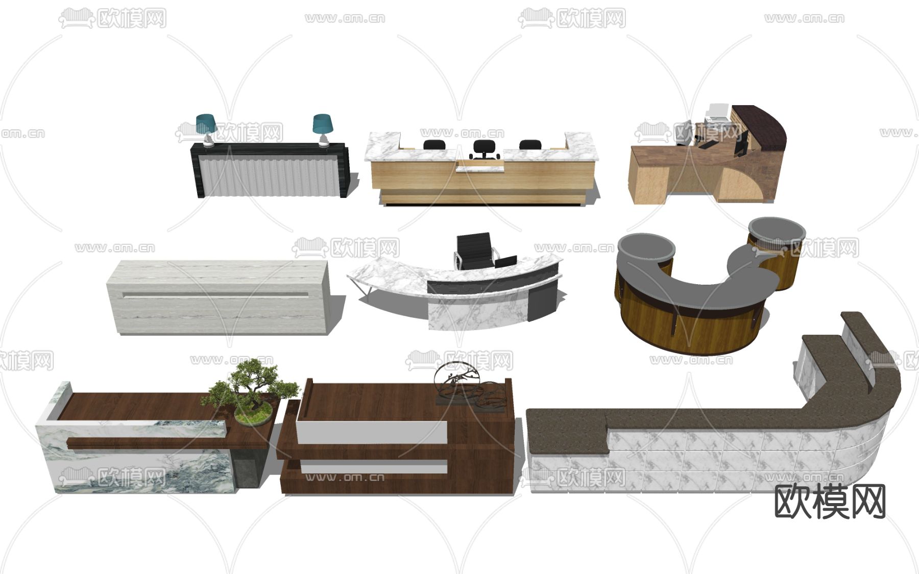 公司前台 接待处su模型下载（渲染图1）