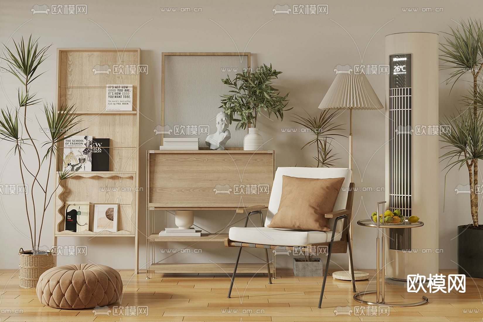 北欧装饰柜 置物柜su模型下载（渲染图1）