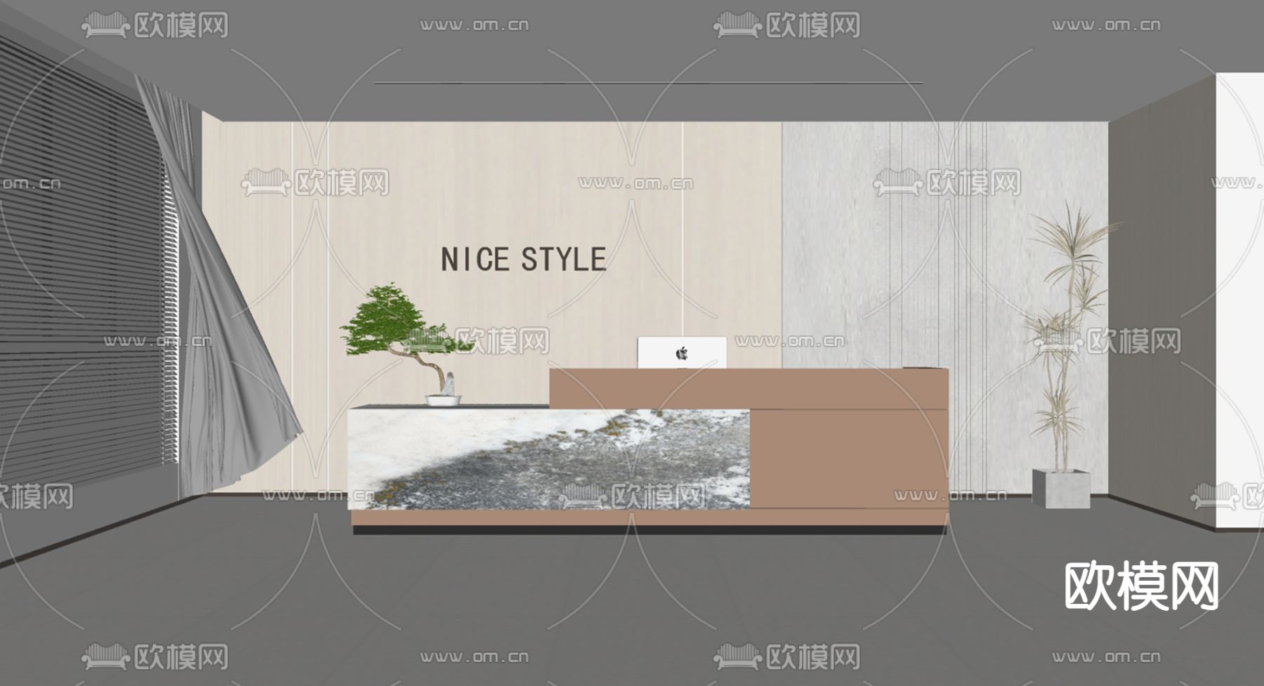 接待台  服务台su模型下载（渲染图2）