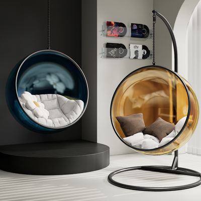  现代玻璃吊椅su模型 