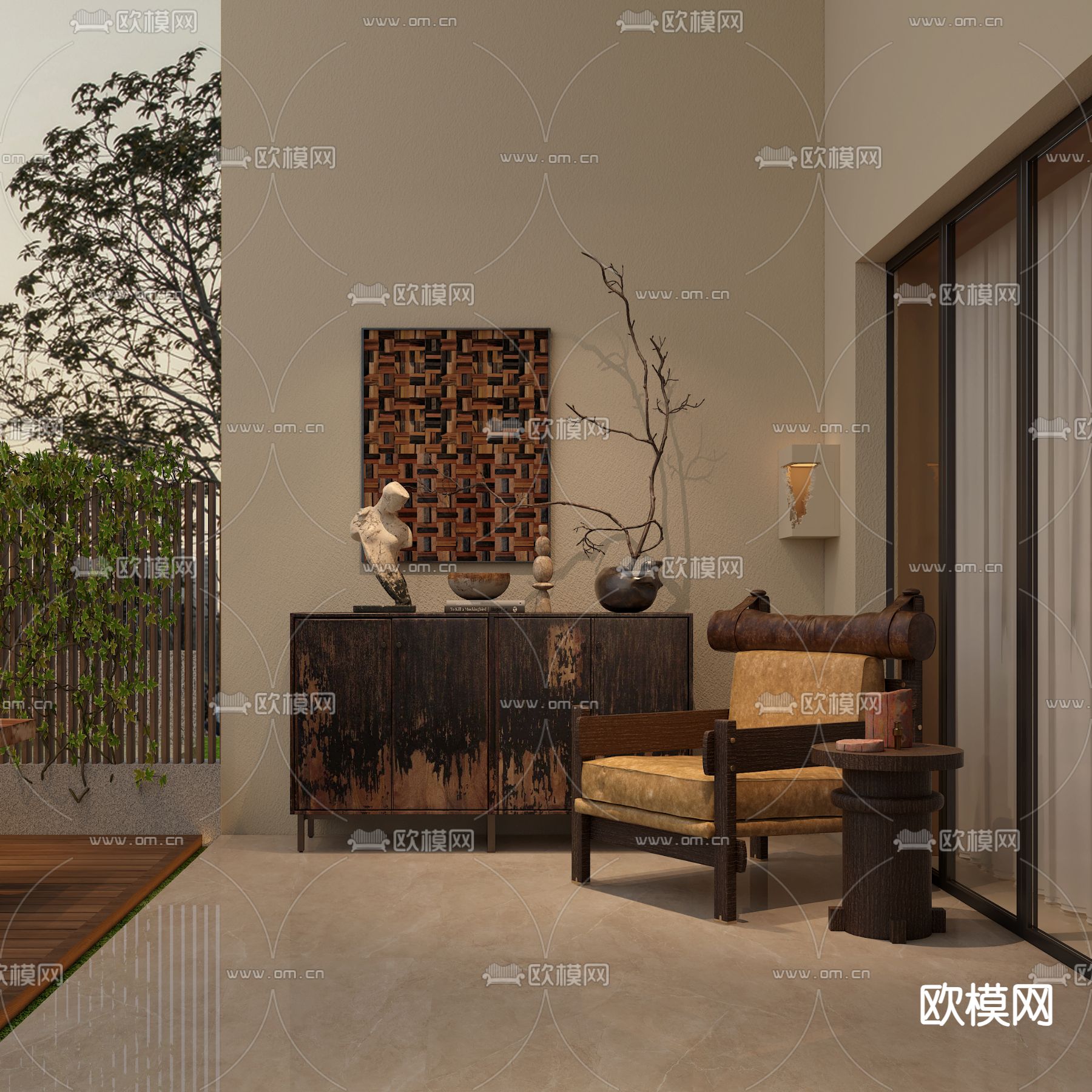 侘寂风户外椅 休闲椅3d模型下载_ID14298231_3dmax免费模型-欧模网
