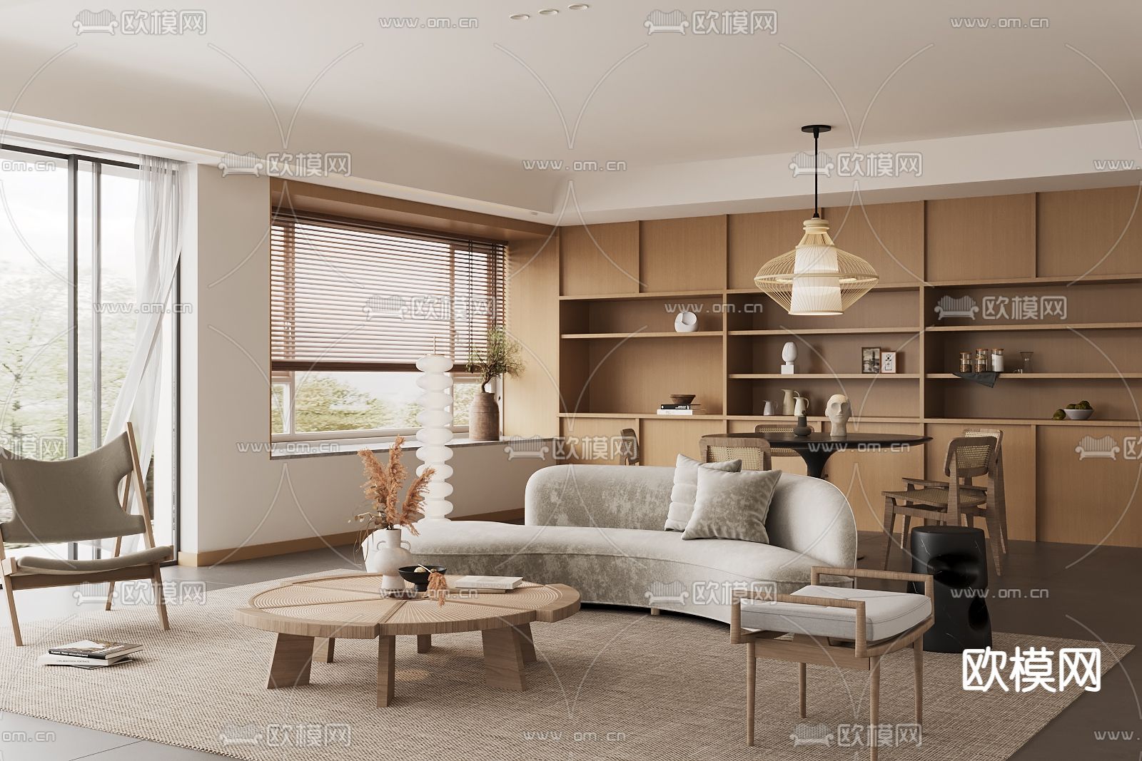 侘寂客厅 餐厅3d模型下载（渲染图2）