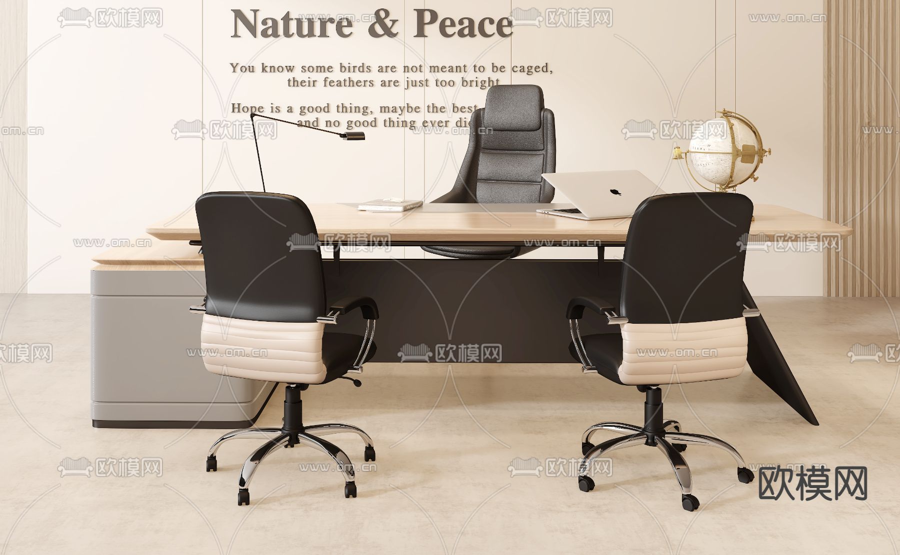 班台桌 老板桌 大班台3d模型下载（渲染图1）