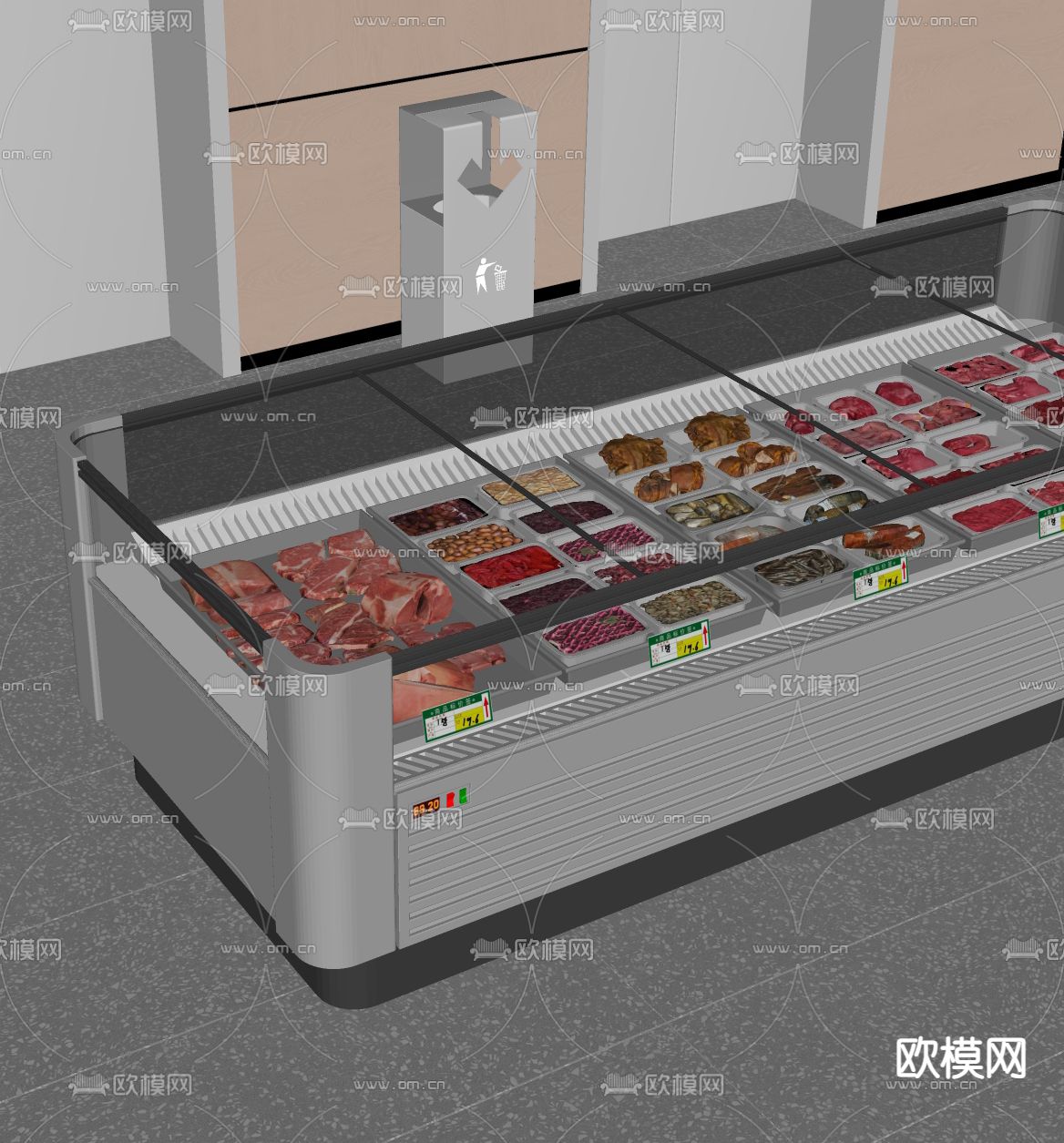 现代超市冰柜 冷藏柜su模型下载（渲染图2）