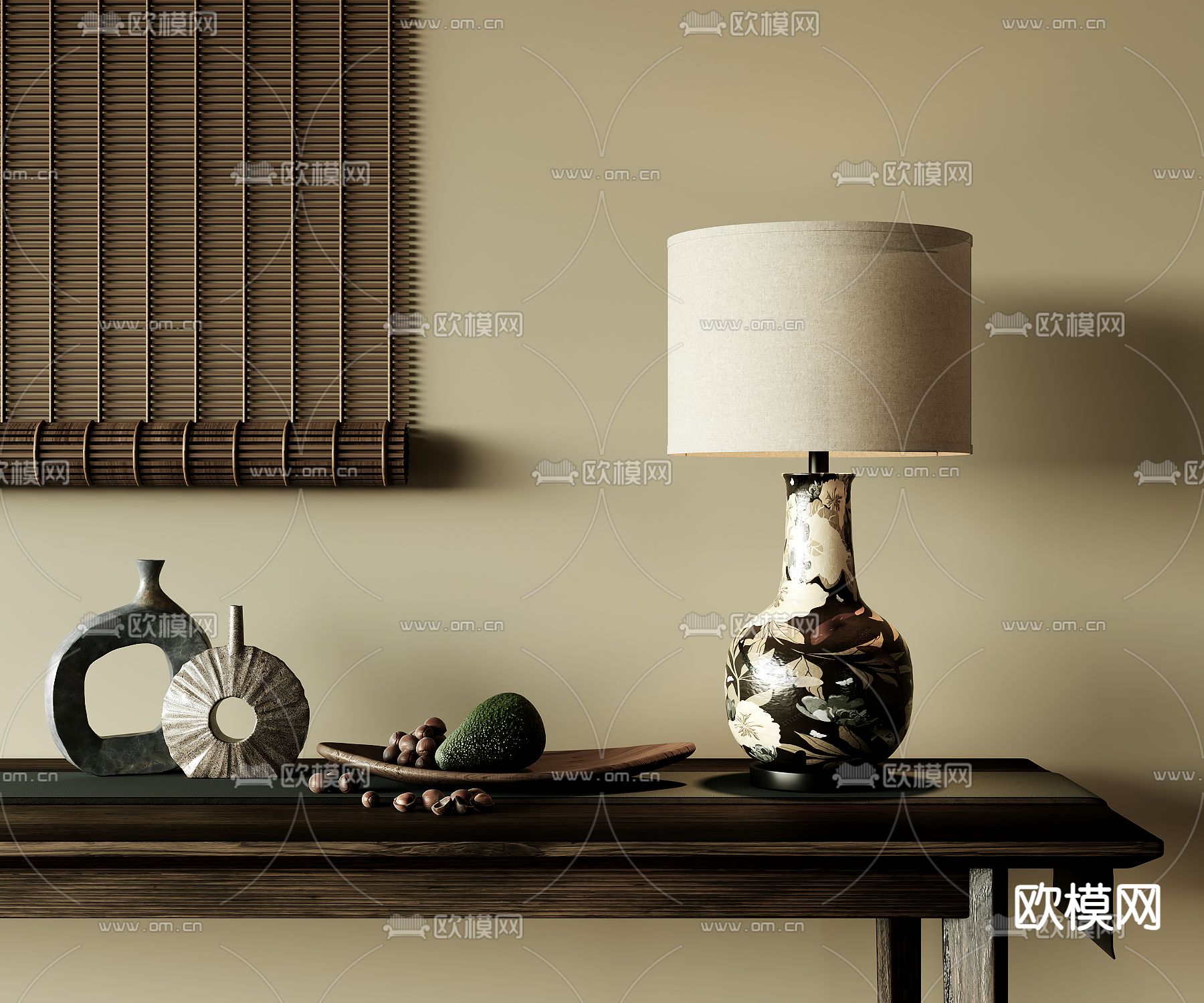 中古风台灯su模型下载（渲染图1）