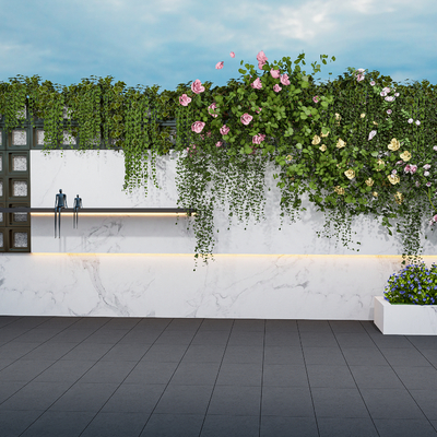  绿植墙 爬山虎su模型 