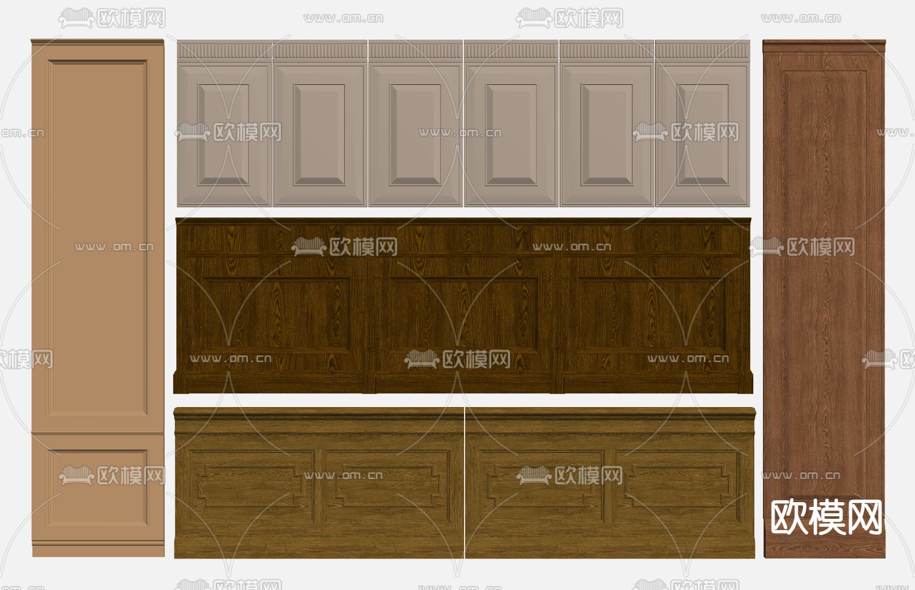 木饰面 墙饰板su模型下载（渲染图2）