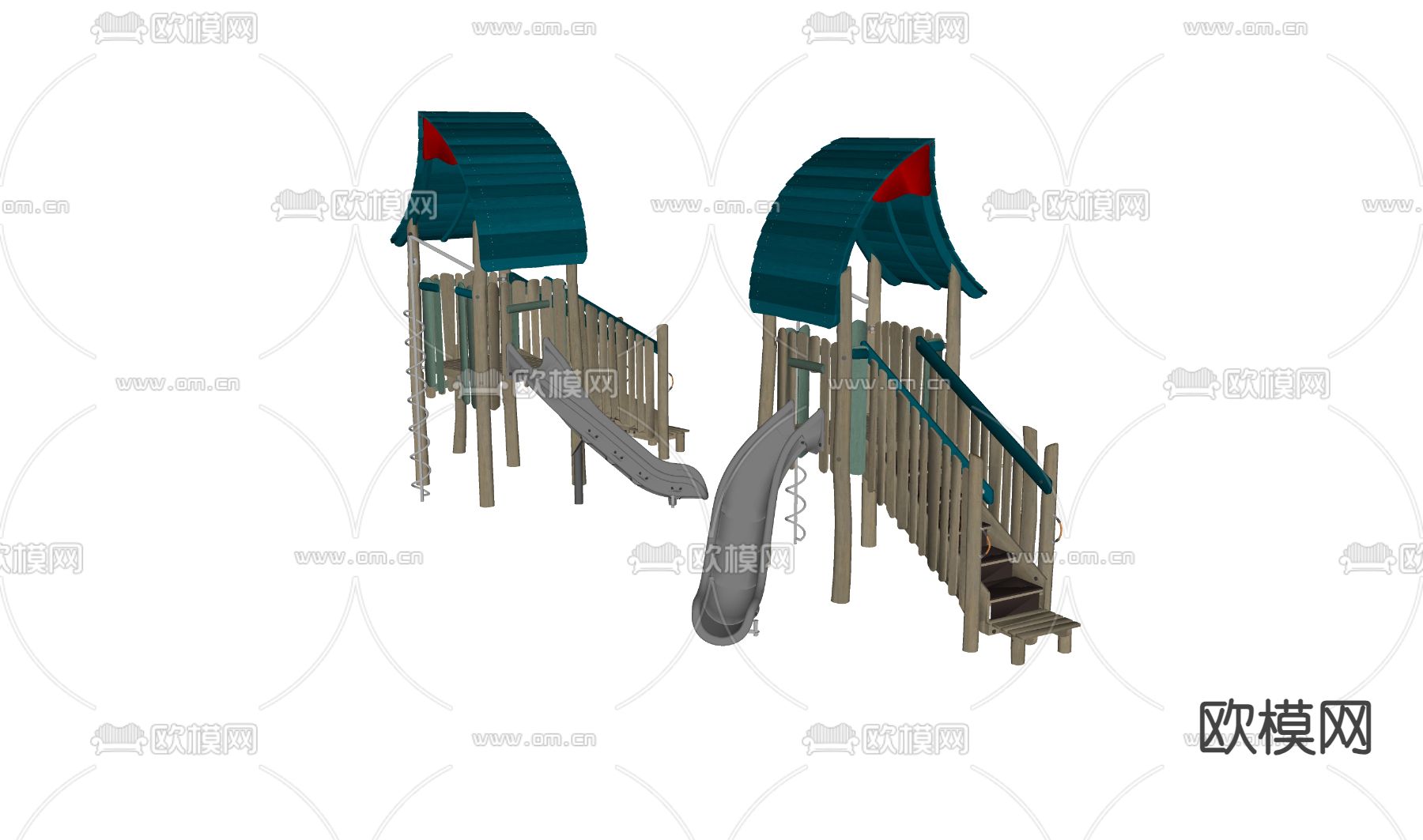 娱乐滑滑梯su模型下载（渲染图2）