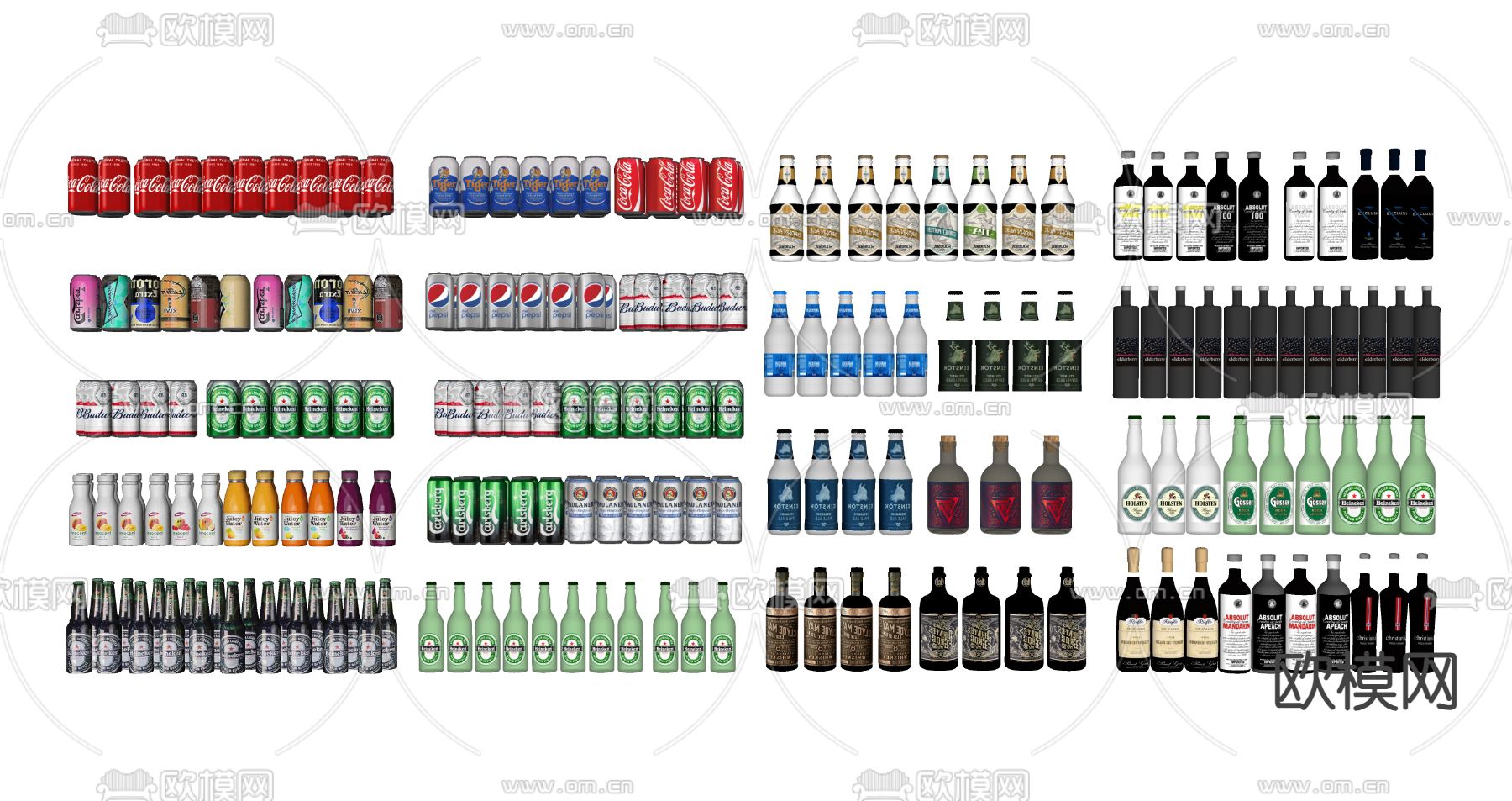 汽水 饮料 酒瓶 酒水su模型s下载