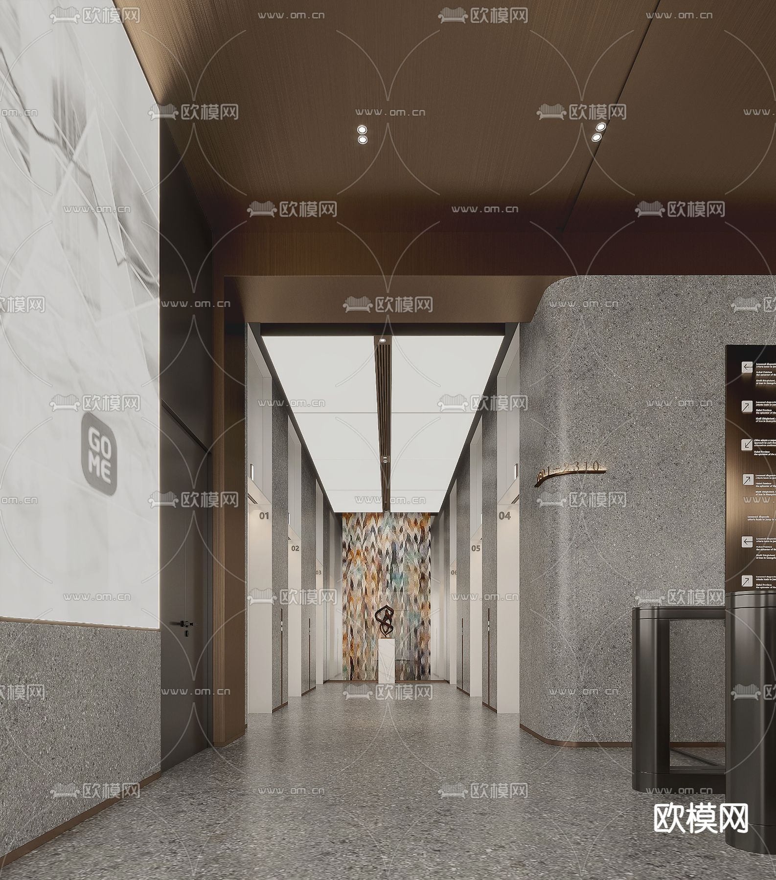 写字楼大厅 商务大堂3d模型下载（渲染图2）