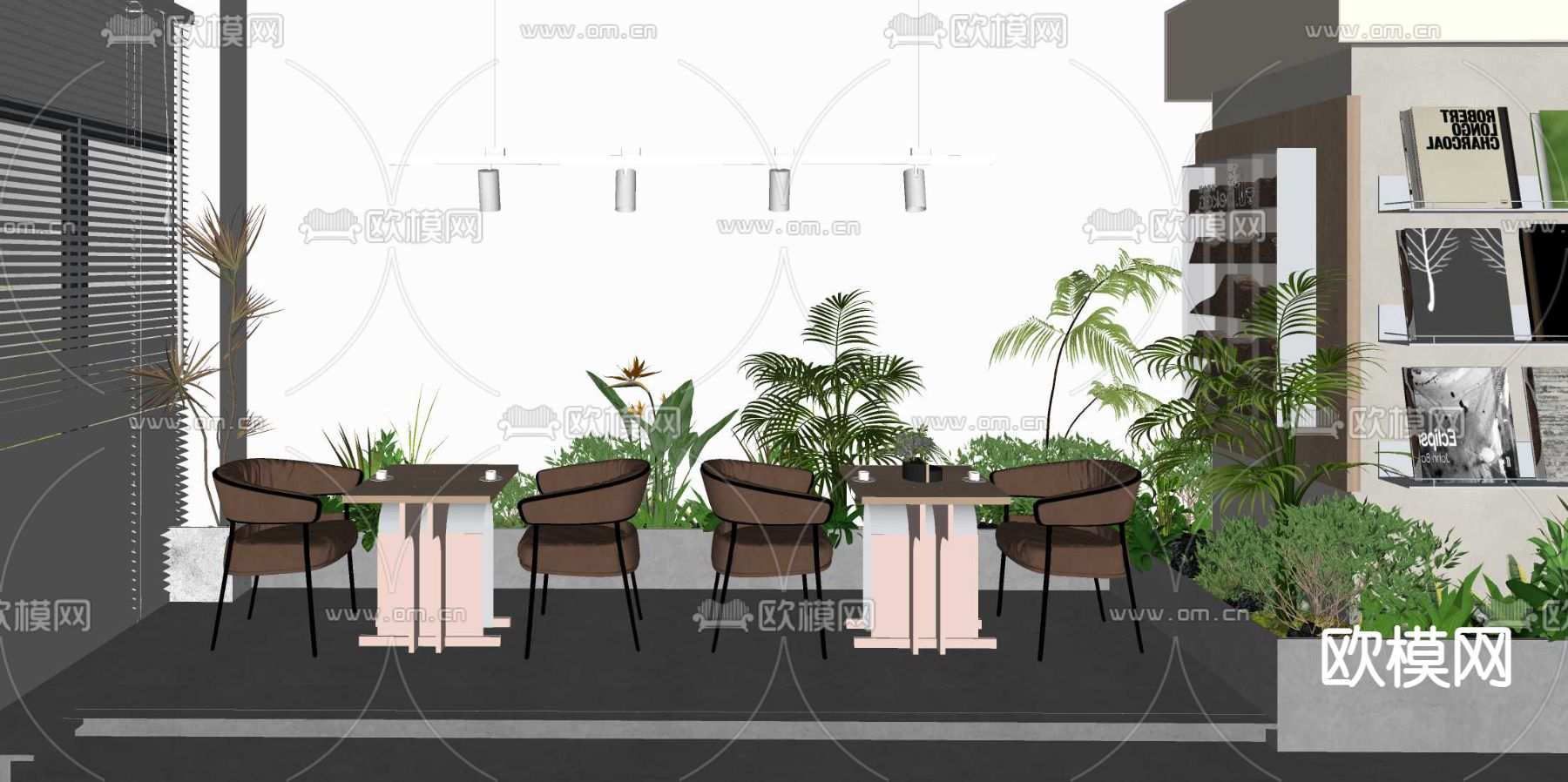 现代奶茶店 休息区su模型下载（渲染图2）