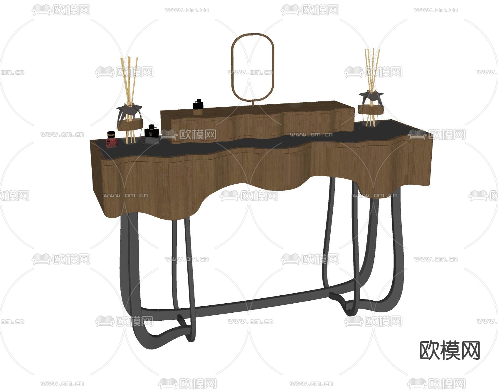 现代梳妆台su模型下载（渲染图2）