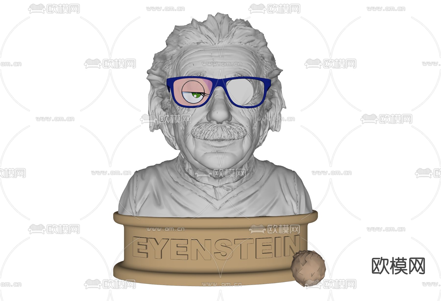 爱因斯坦雕塑su模型下载（渲染图2）