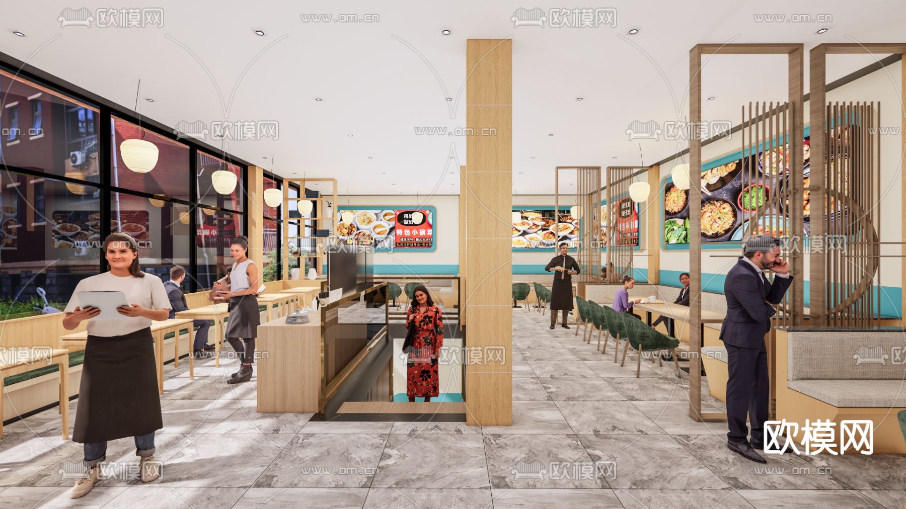 现代面馆su模型下载（渲染图1）