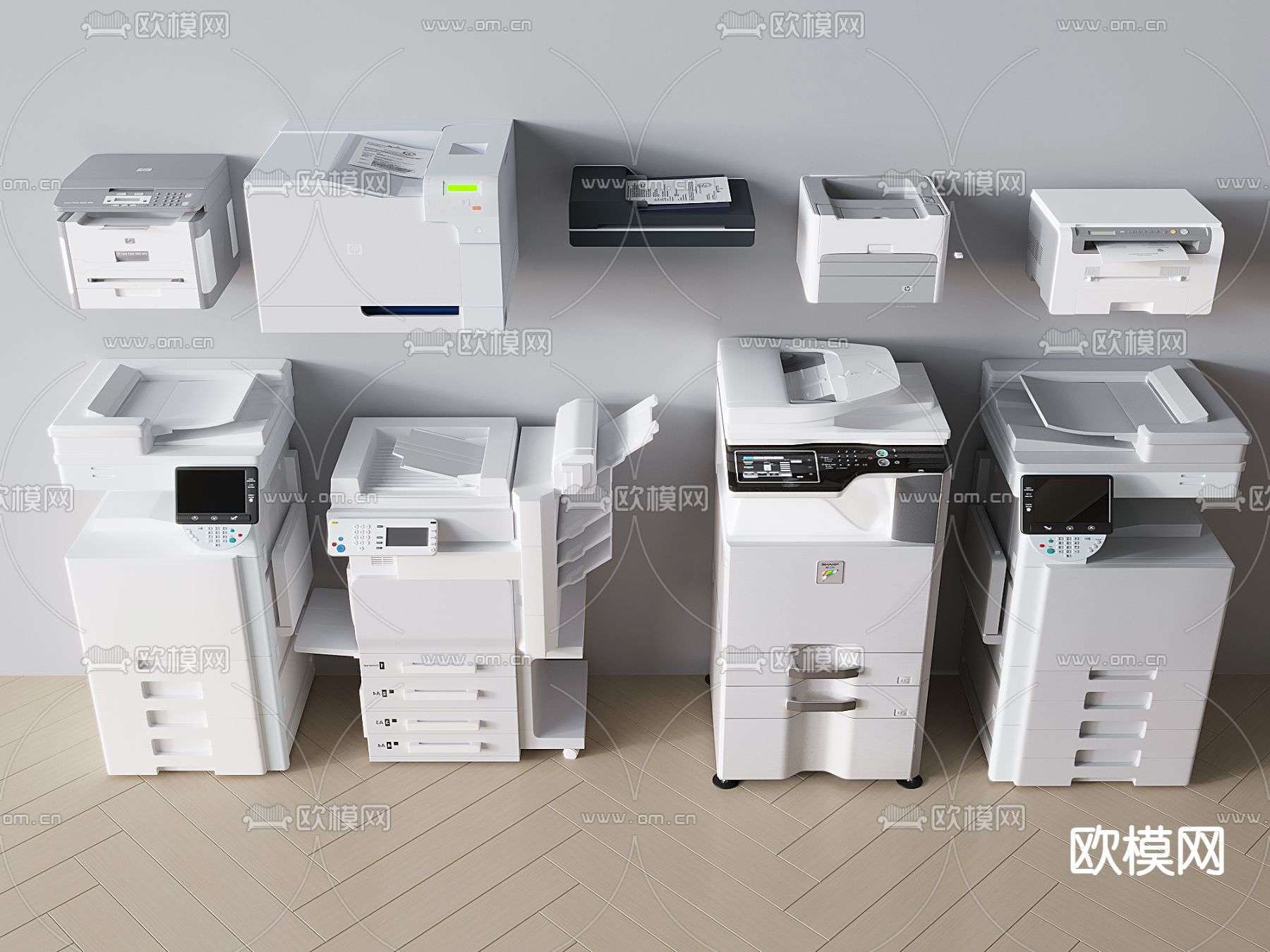 打印机 办公器材su模型下载（渲染图1）