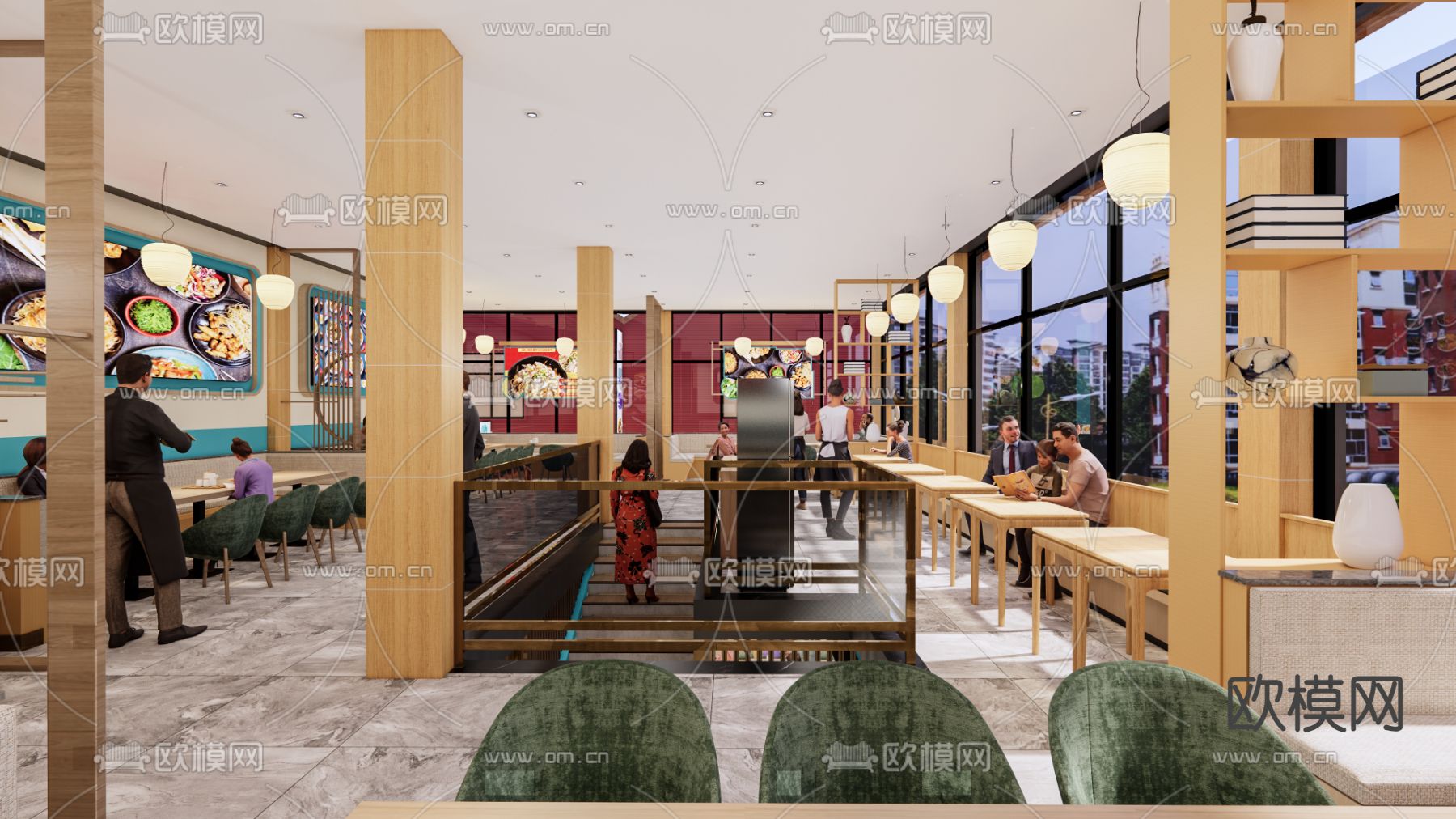 现代面馆su模型下载（渲染图2）