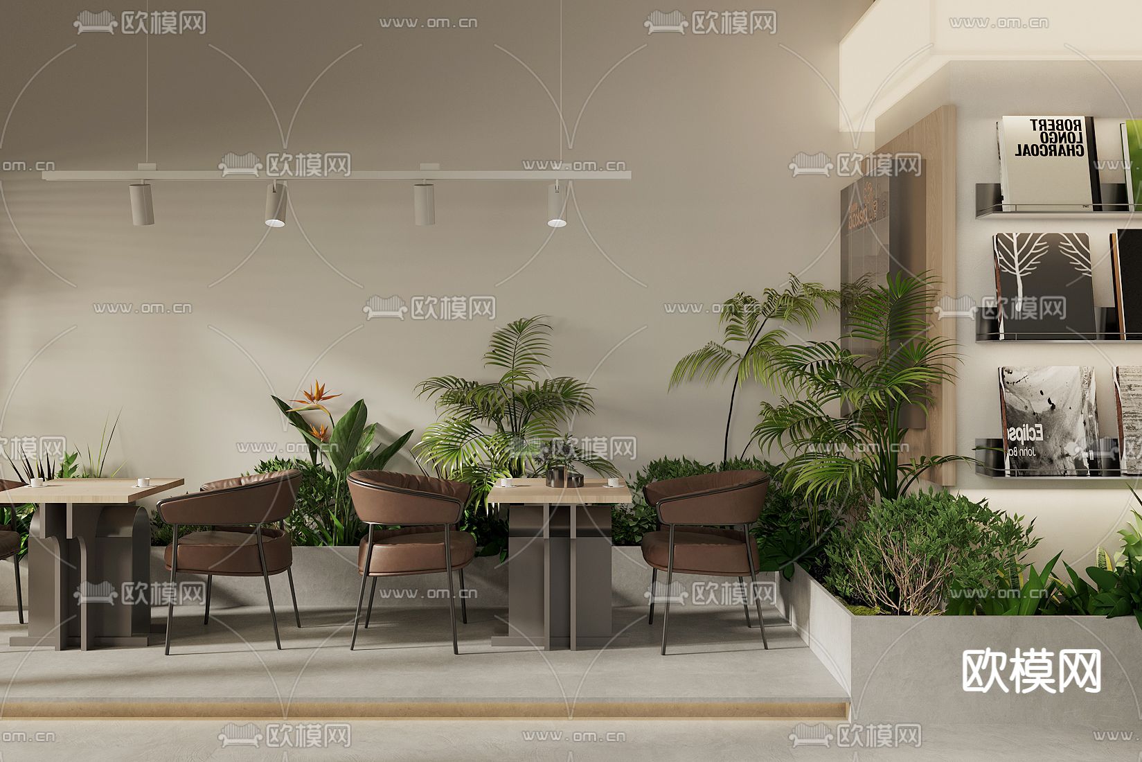 现代奶茶店 休息区su模型下载（渲染图1）