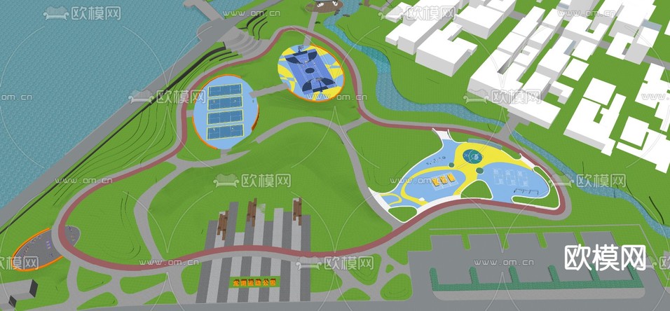公园景观 广场景观su模型下载(渲染图2)