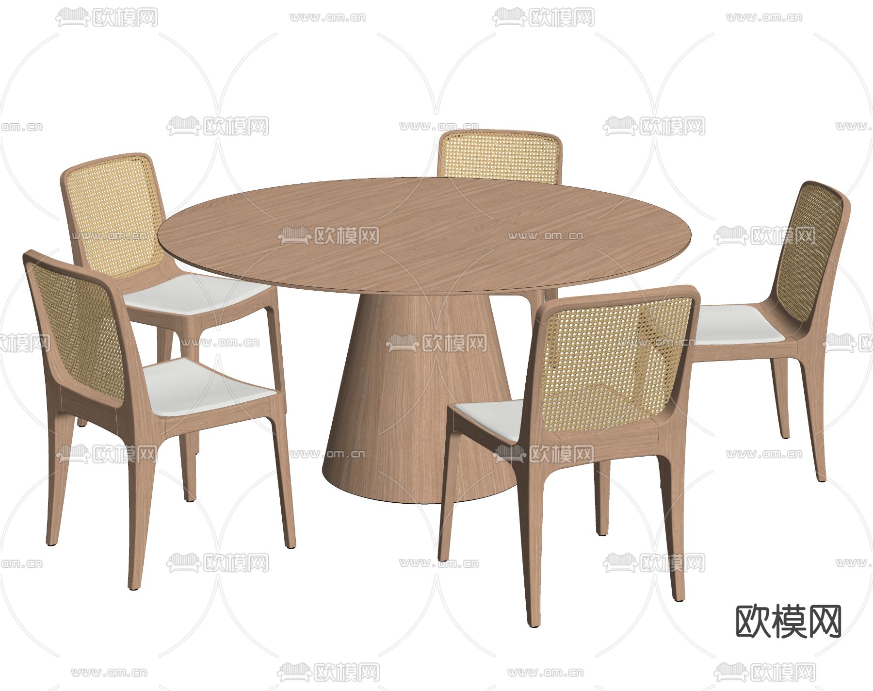 中古风餐桌椅su模型