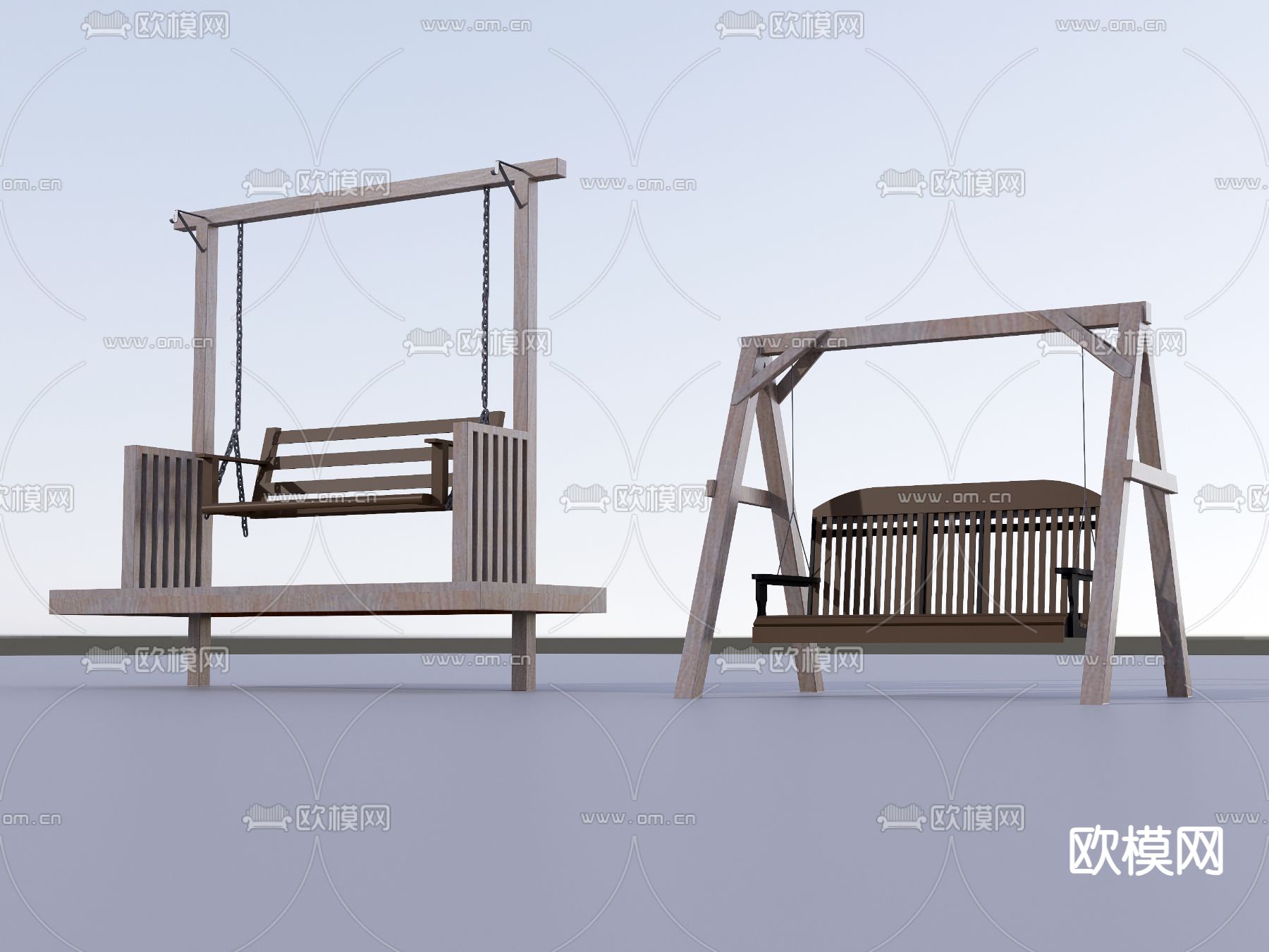 户外秋千  吊椅 摇椅su模型下载（渲染图1）