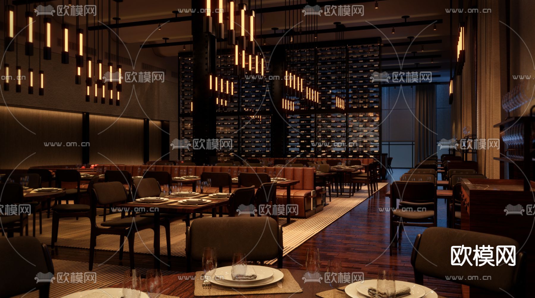 西餐厅su模型下载（渲染图1）