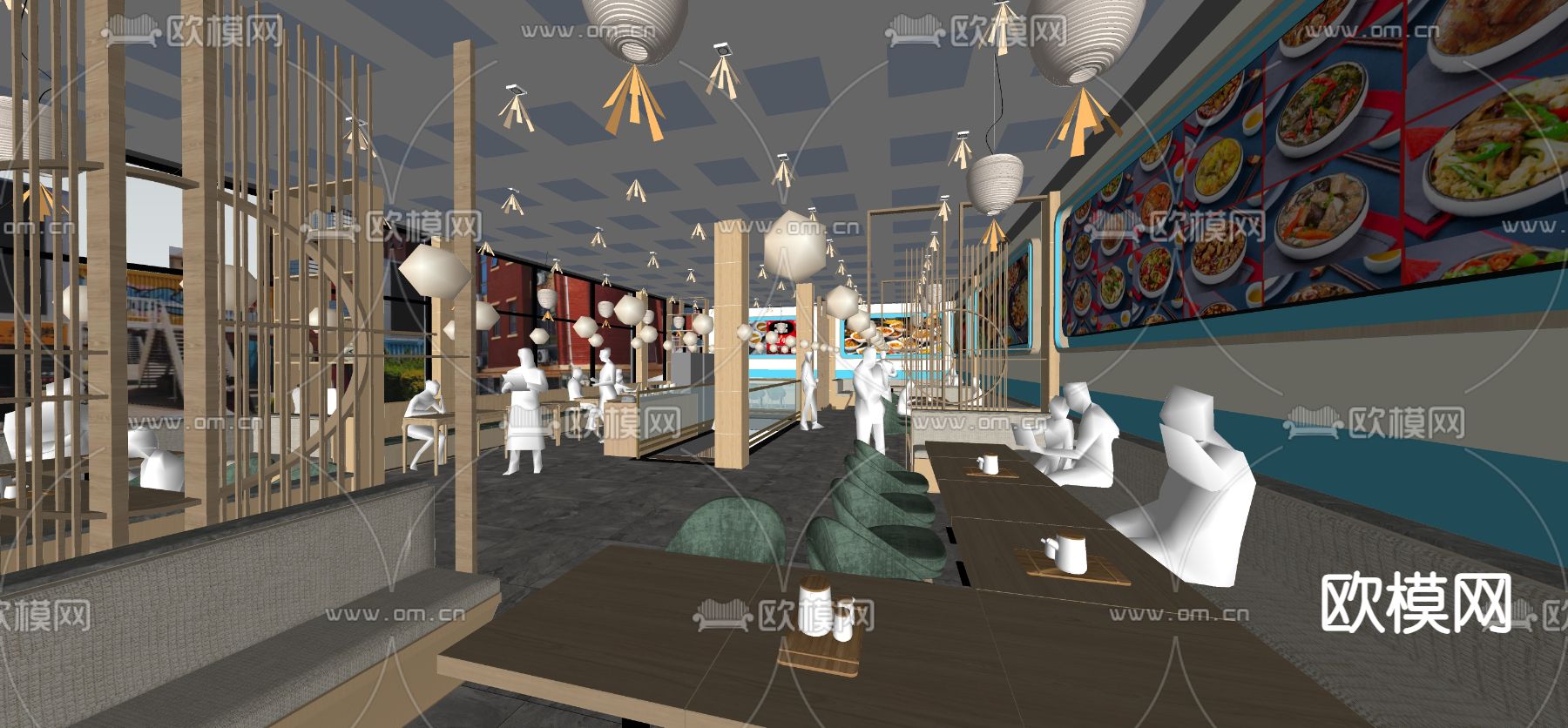 现代面馆su模型下载（渲染图4）