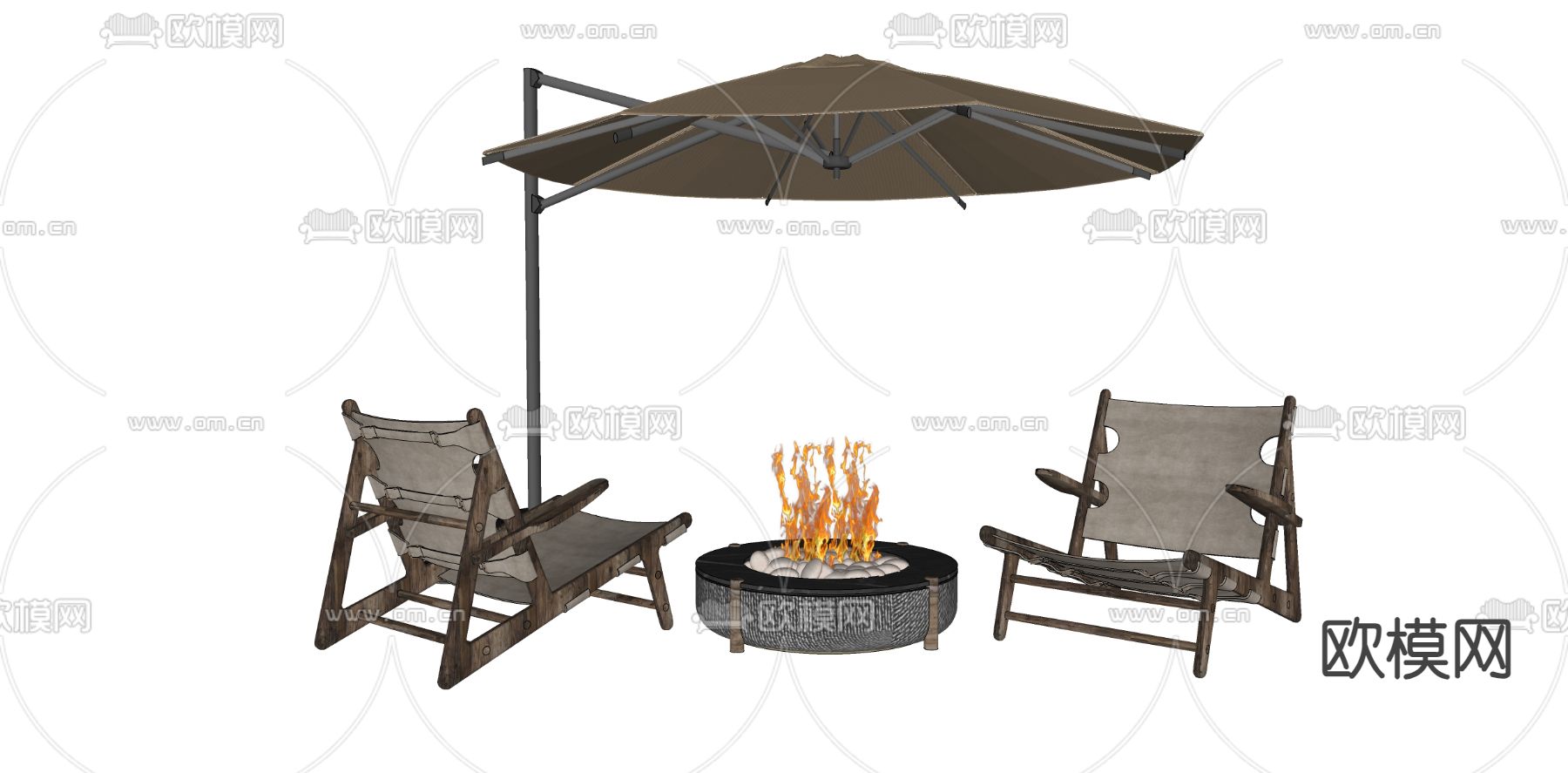 侘寂户外椅 休闲椅su模型下载（渲染图2）