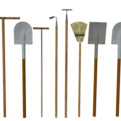  铲子 钉耙 锄头su模型 