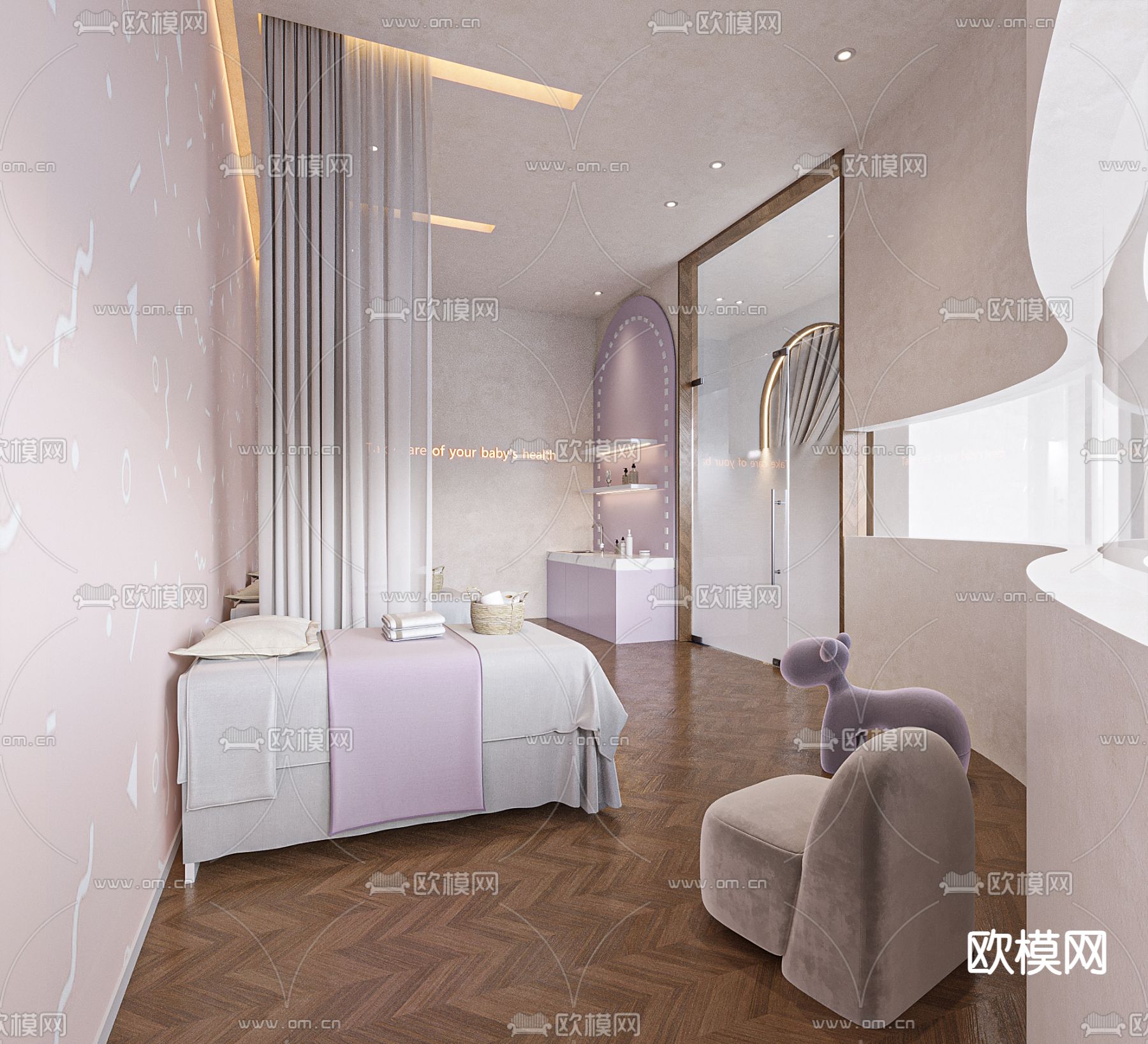 美容SPA店包间su模型下载（渲染图1）