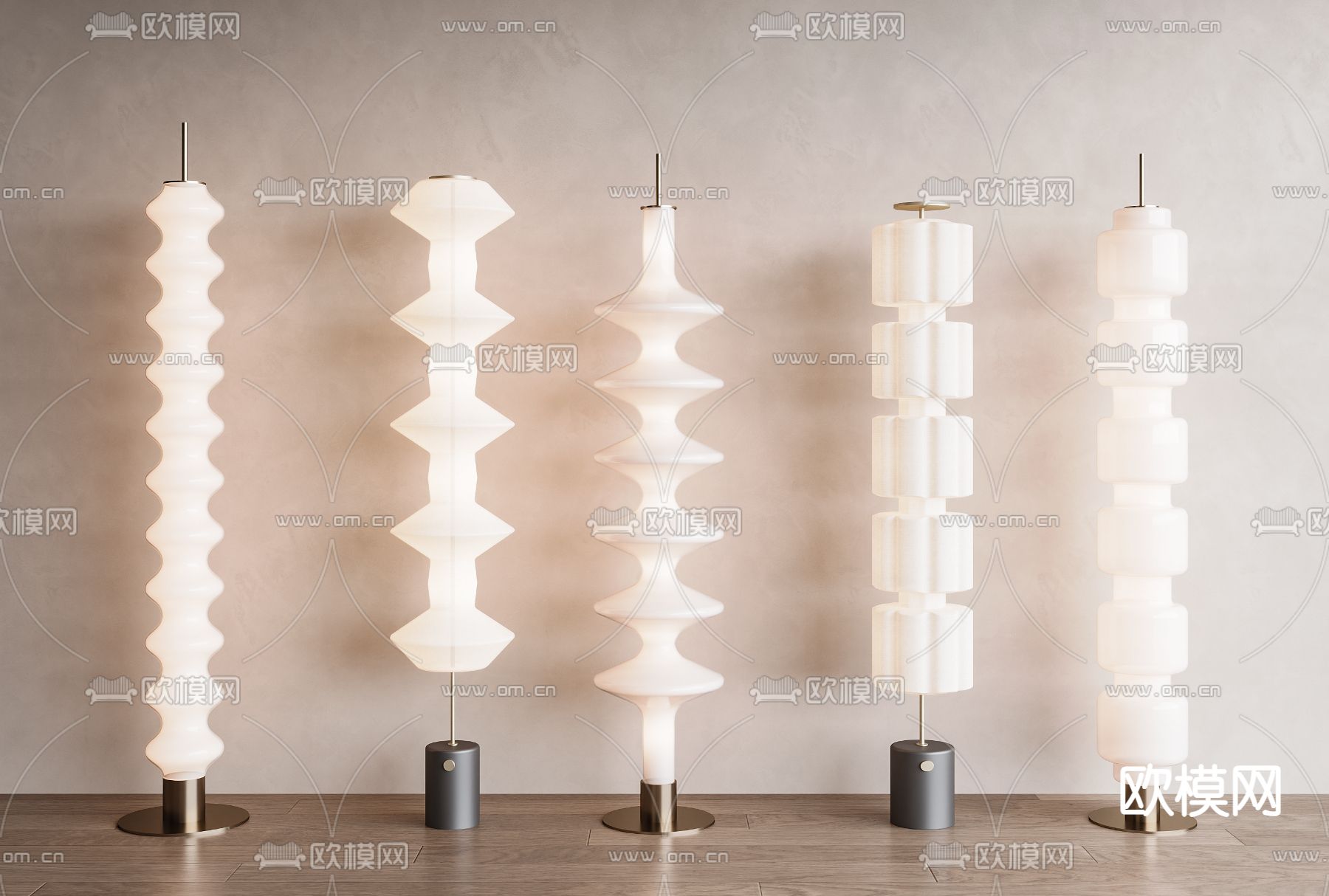 奶油风落地灯3d模型下载