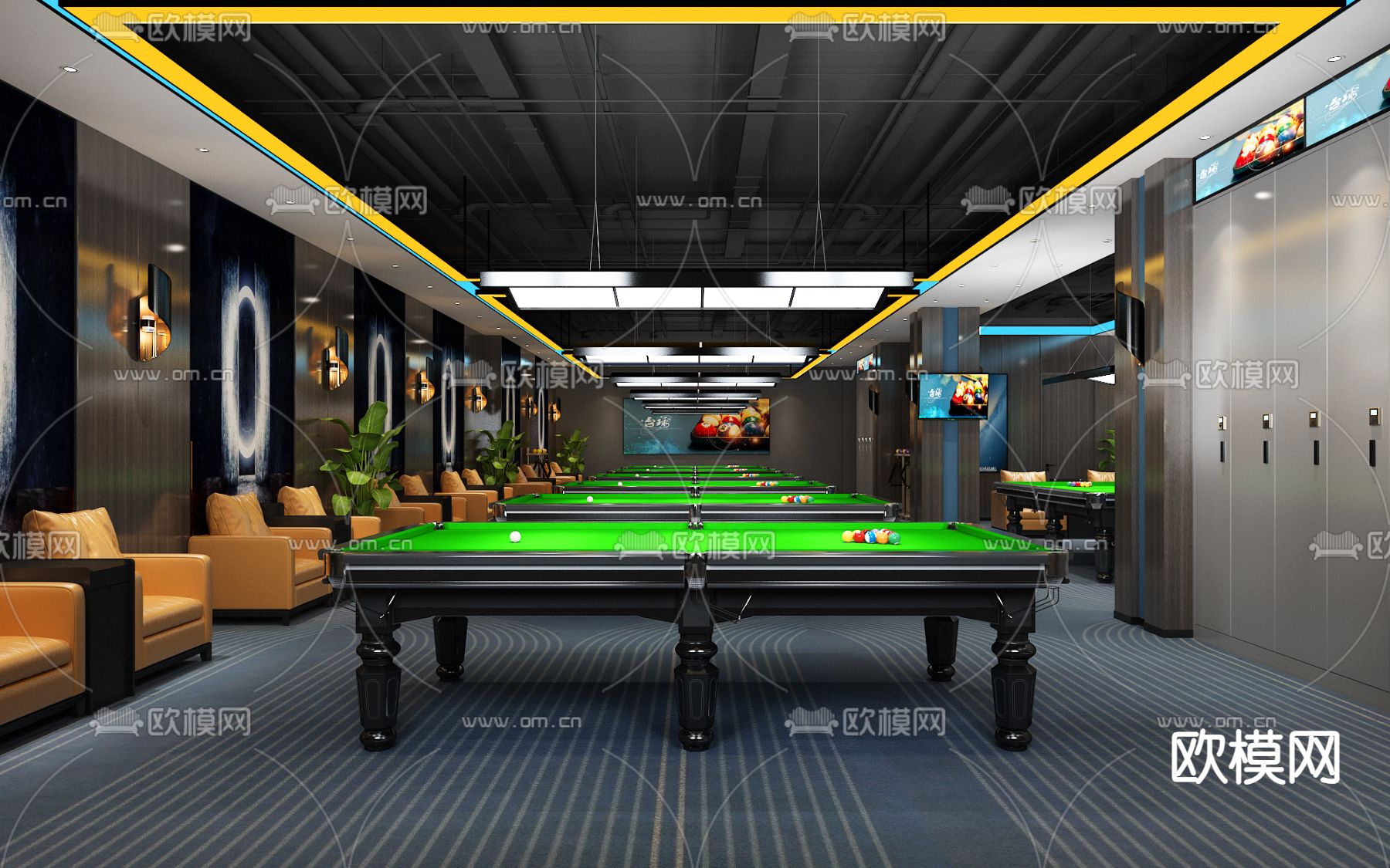 台球厅 桌球馆3d模型下载（渲染图2）