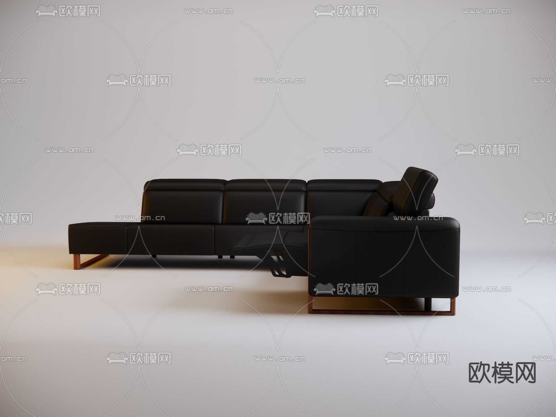 暗黑风多人沙发su模型下载（渲染图3）