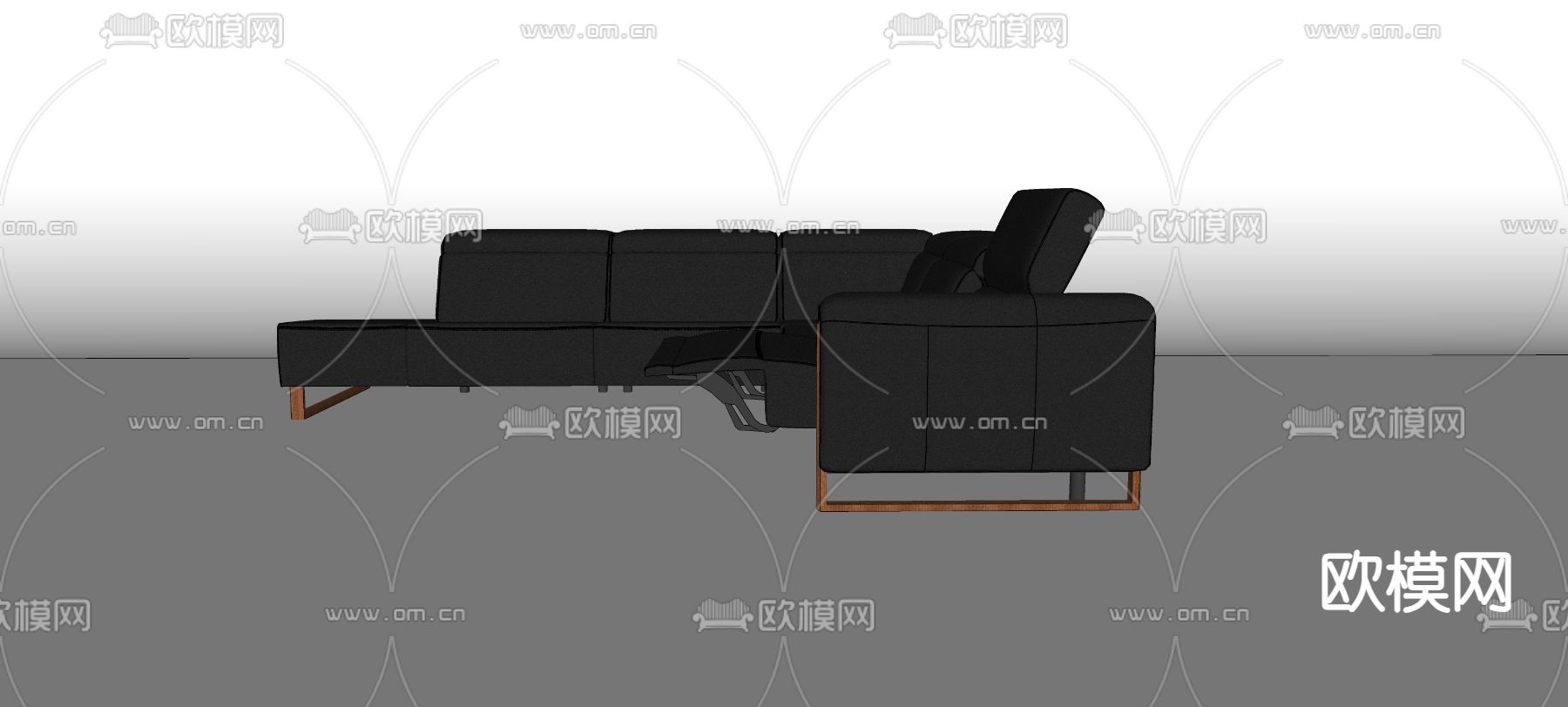 暗黑风多人沙发su模型下载（渲染图2）